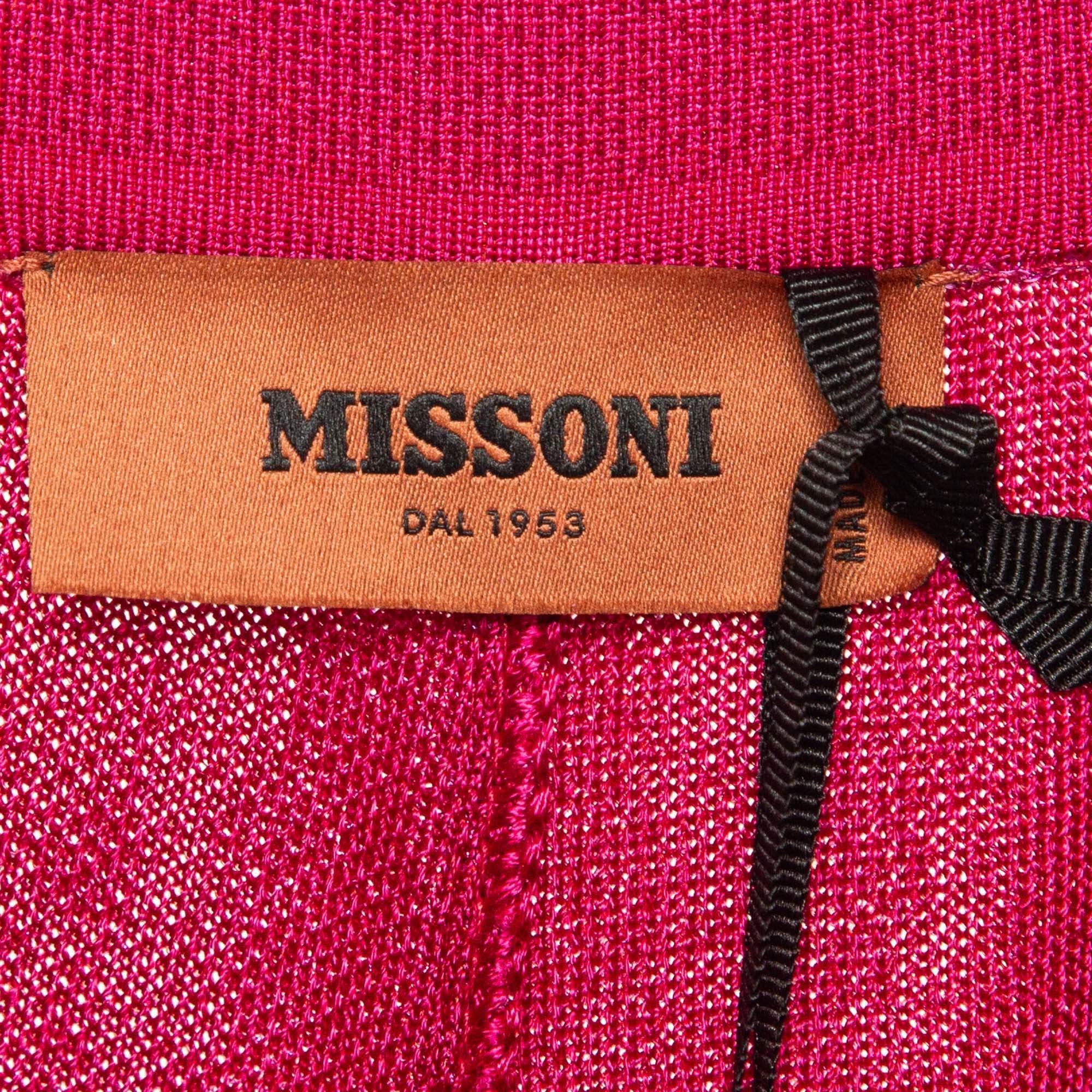Pantalon Palazzo Missoni rose en lurex tricoté M Excellent état - En vente à Dubai, Al Qouz 2