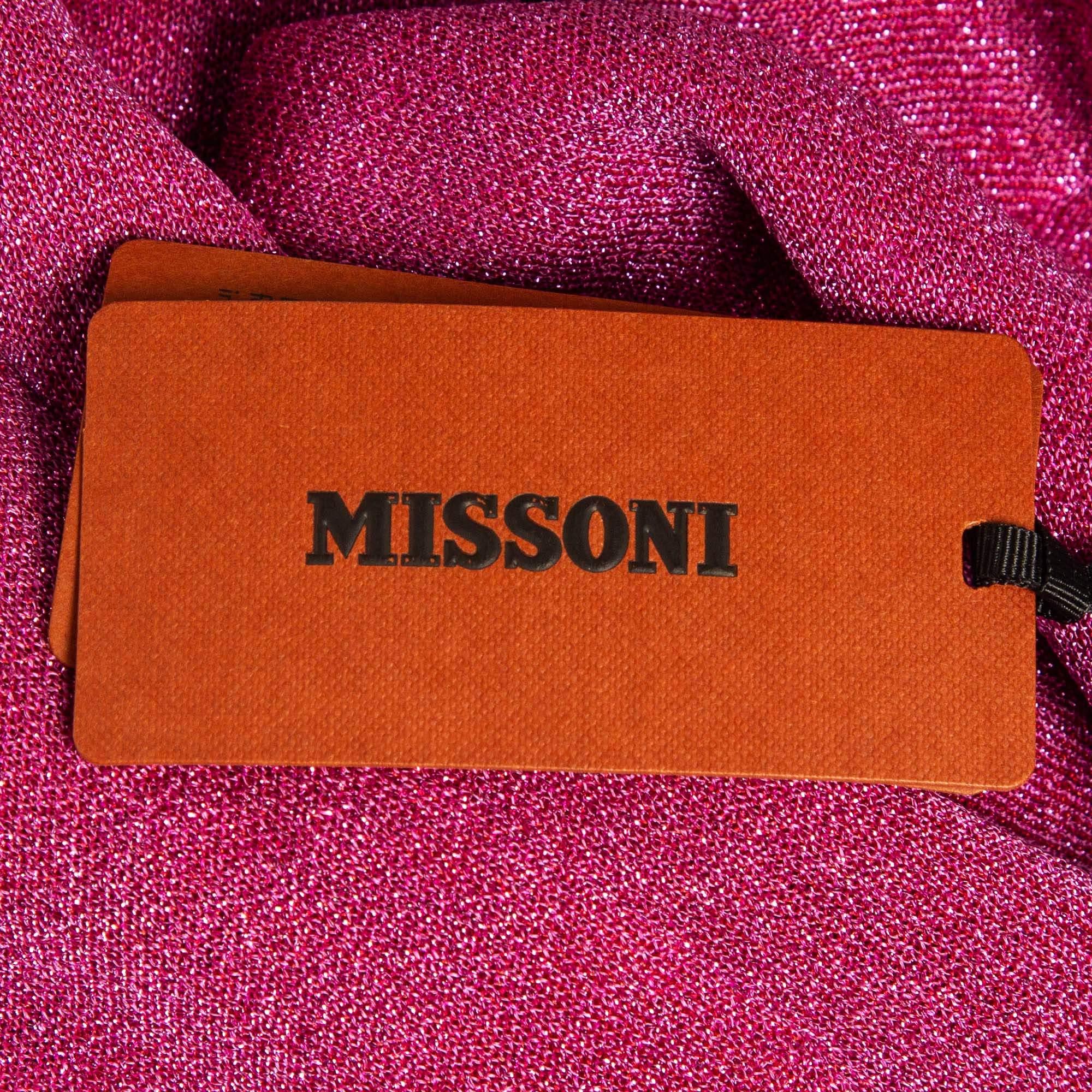 Pantalon Palazzo Missoni rose en lurex tricoté M en vente 2