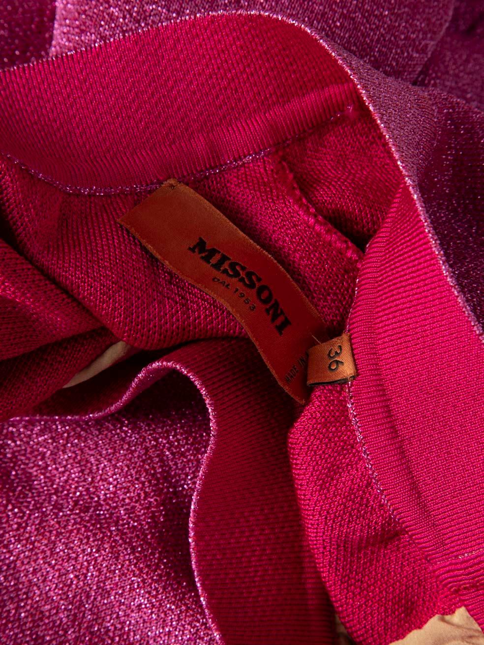 Pantaloni a gamba larga rosa metallizzati Missoni taglia XXS in vendita 1