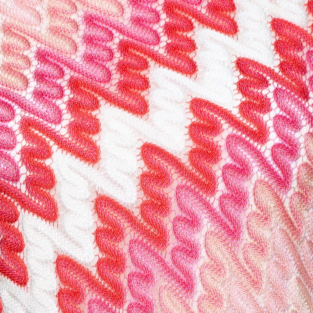 Gemustertes Strick-Skaterkleid von Missoni in Rosa, L (Pink) im Angebot