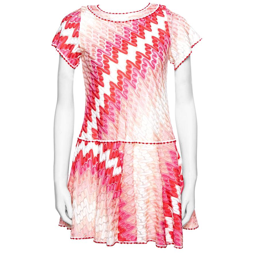 Missoni Pink Patterned Knit Skater Dress L