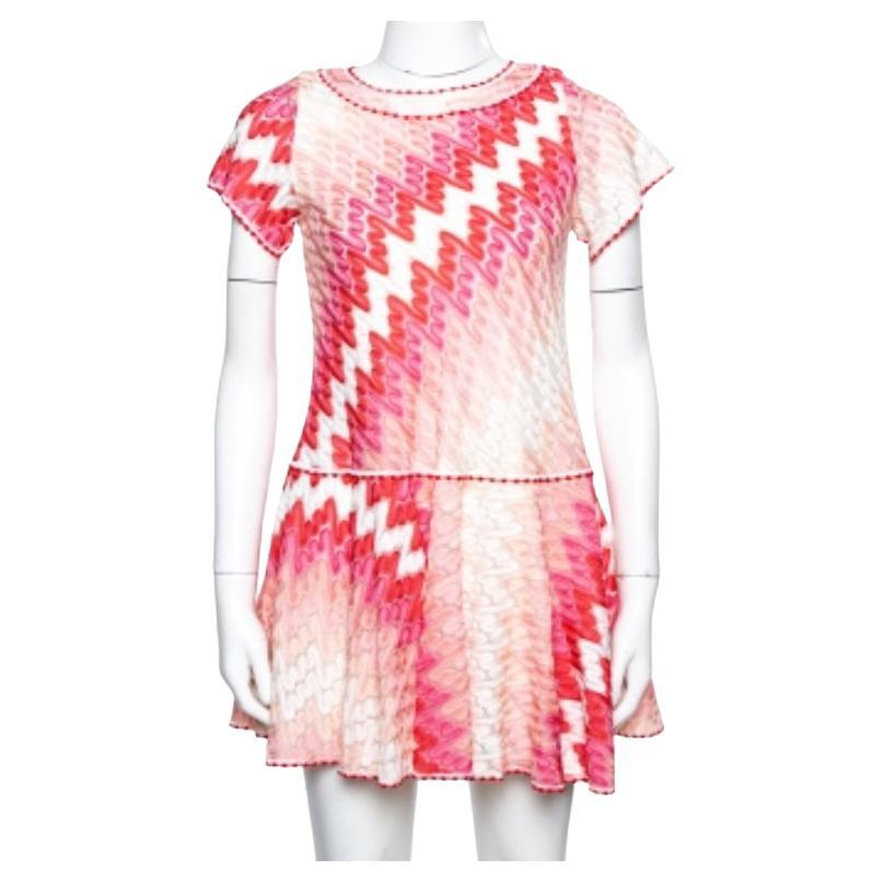 Missoni Pink Patterned Knit Skater Dress US 10 in vendita