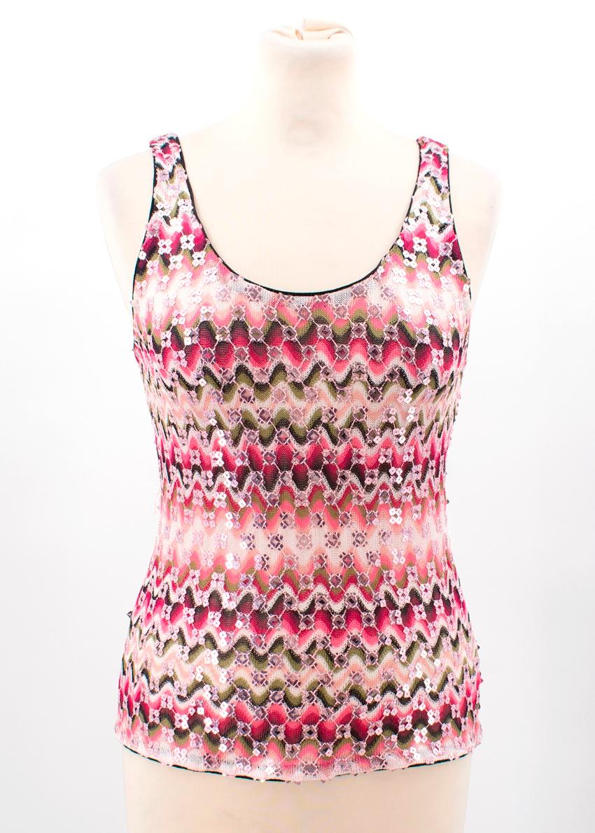 Missoni pink patterned/ sequin embellished top and cardigan set US 4 In Excellent Condition For Sale In London, GB