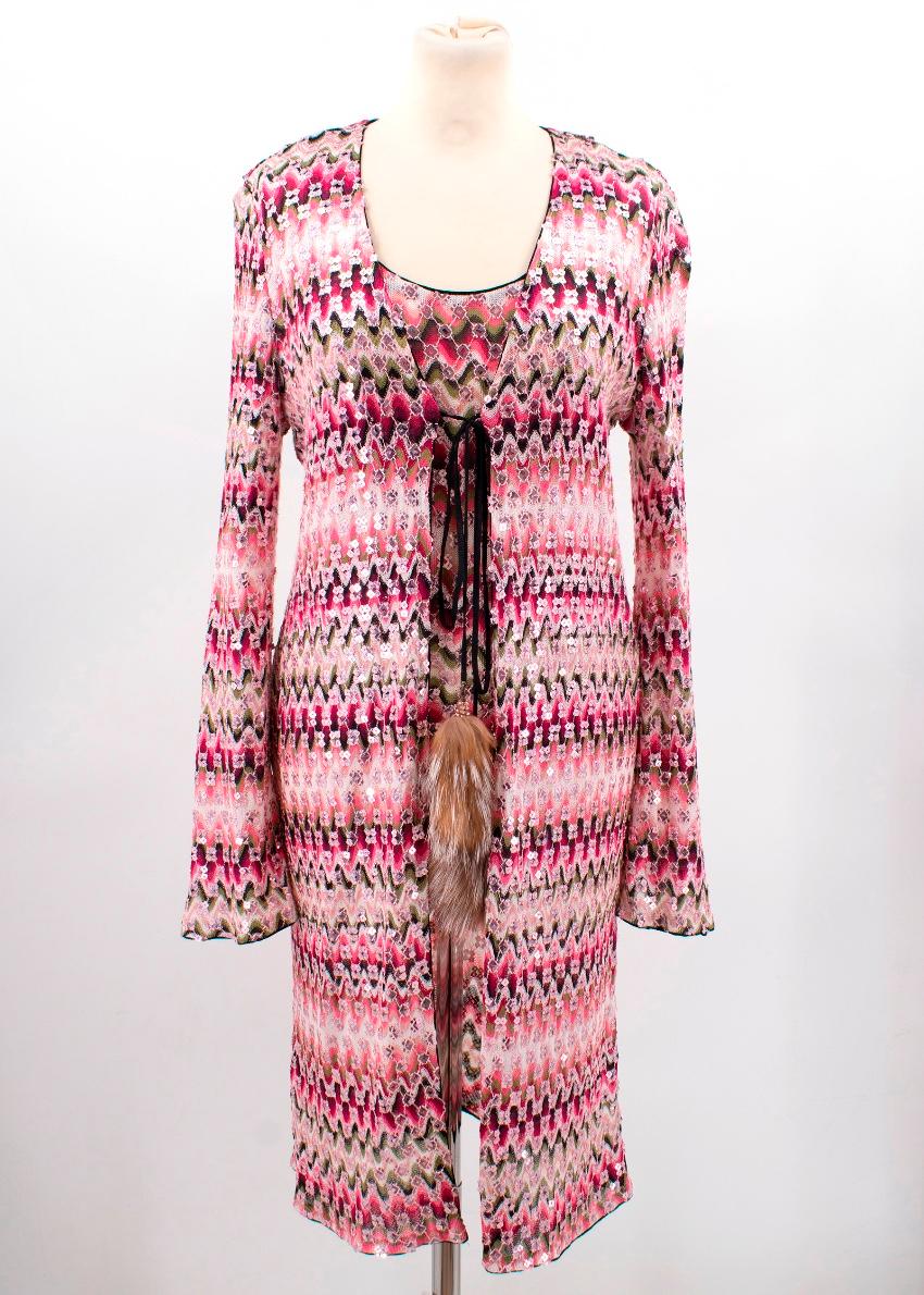 Women's Missoni pink patterned/ sequin embellished top and cardigan set US 4 For Sale