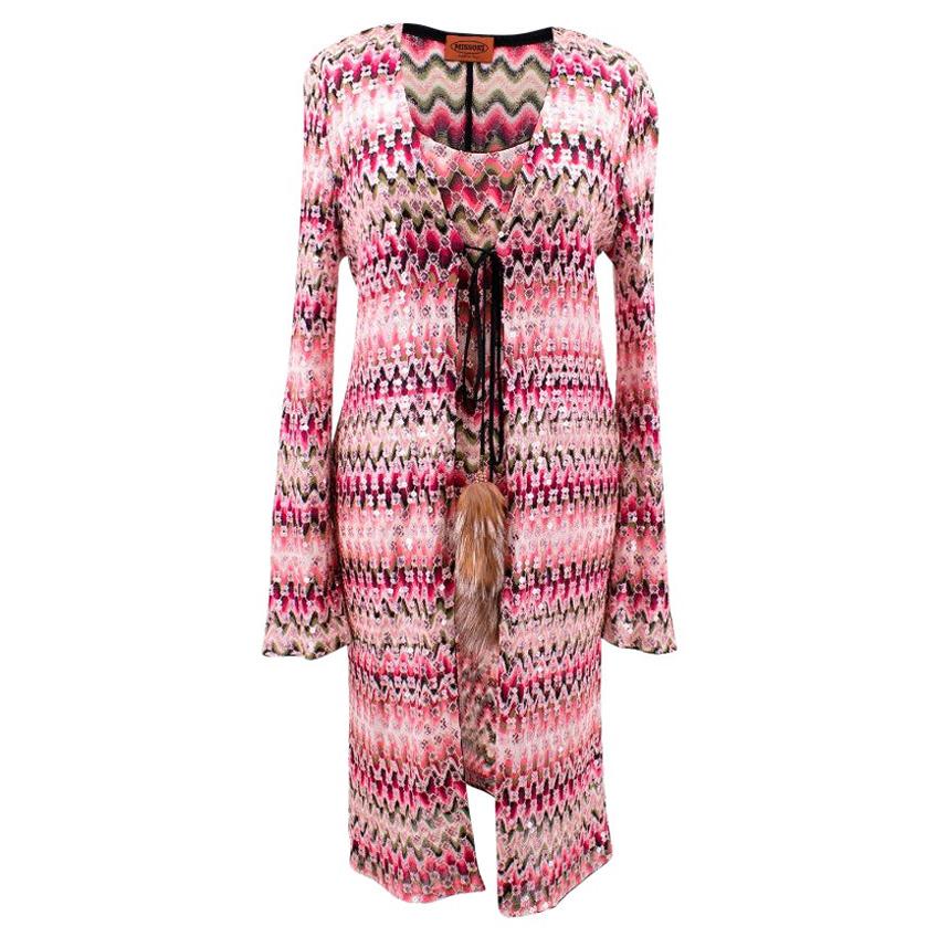 Missoni pink patterned/ sequin embellished top and cardigan set US 4 For Sale