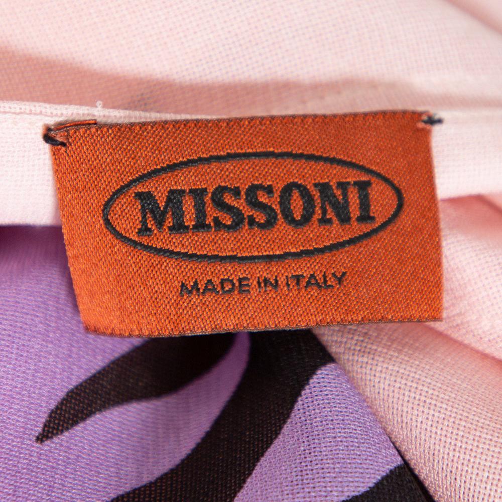 Women's Missoni Pink Printed Silk Short Sleeve Shift Dress M