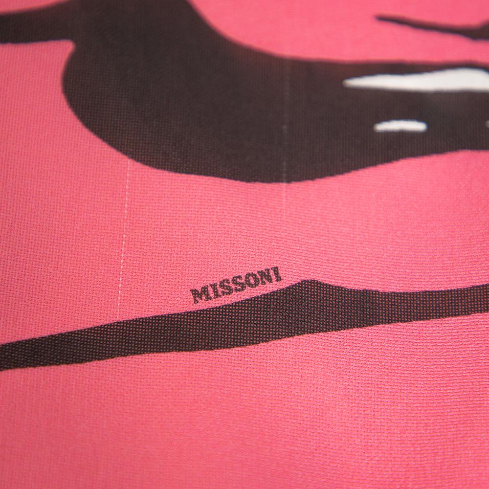 Missoni Pink Printed Silk Short Sleeve Shift Dress M 1