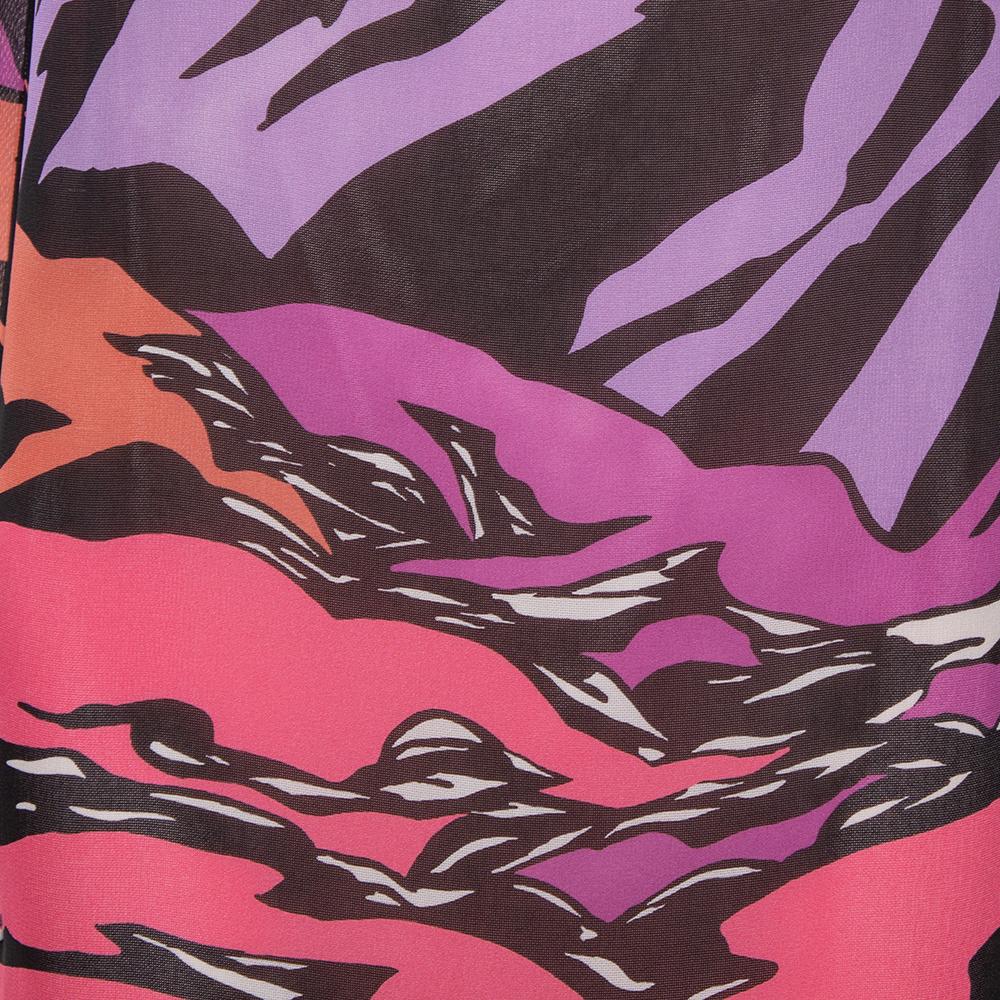 Missoni Pink Printed Silk Short Sleeve Shift Dress M 3