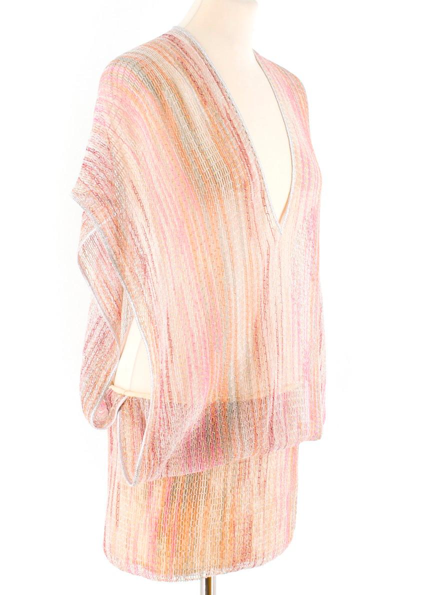 Missoni Pink Sheer Crochet Dress

-Pink and orange sheer knit dress
-Sleeveless
-Lining underneath the skirt
-V neck
-Deep cut sides
-Mini beach dress

Please note, these items are pre-owned and may show signs of being stored even when unworn and