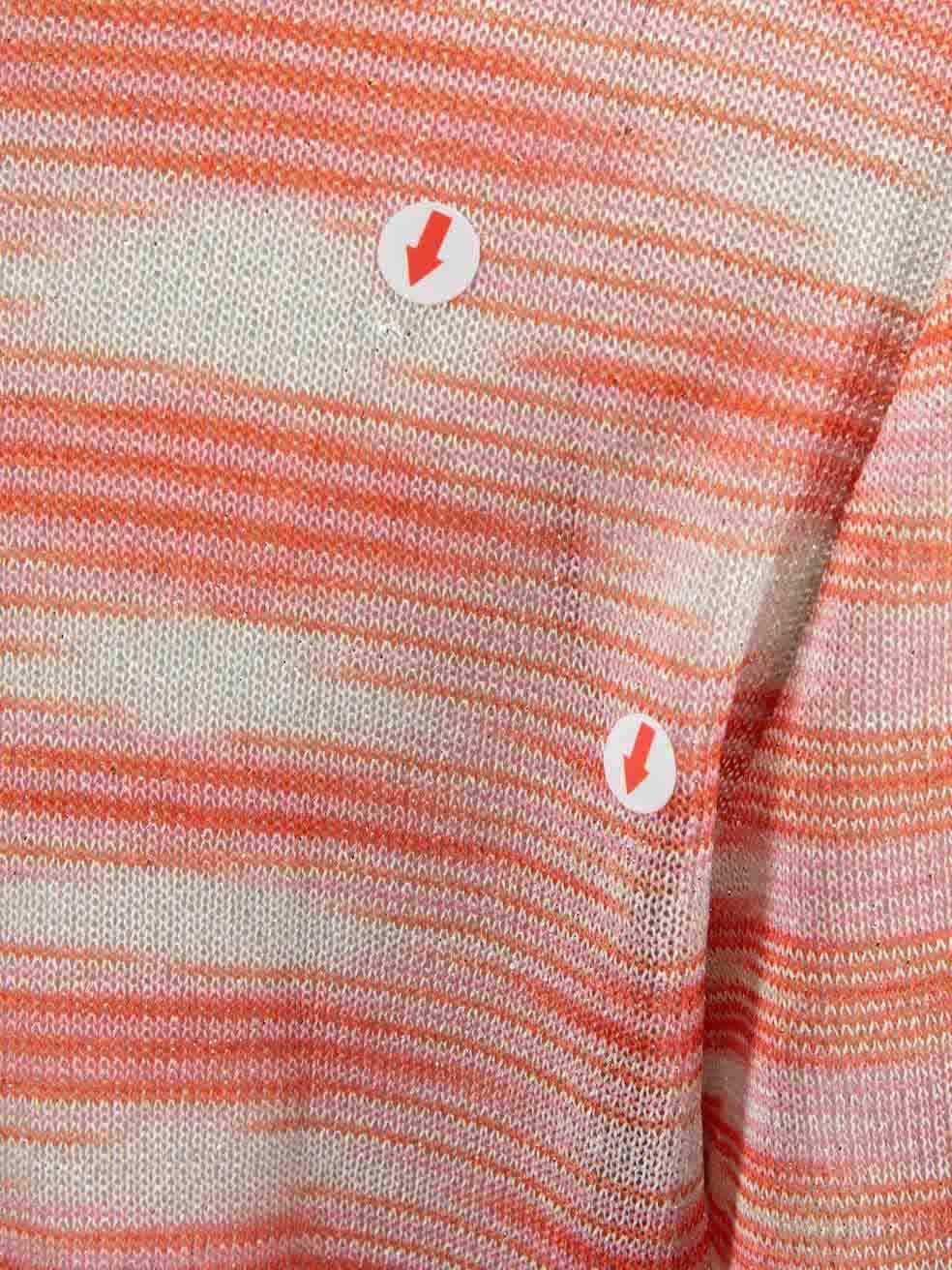 Missoni Pink Striped Pattern Belted Cardigan Size L In Excellent Condition For Sale In London, GB