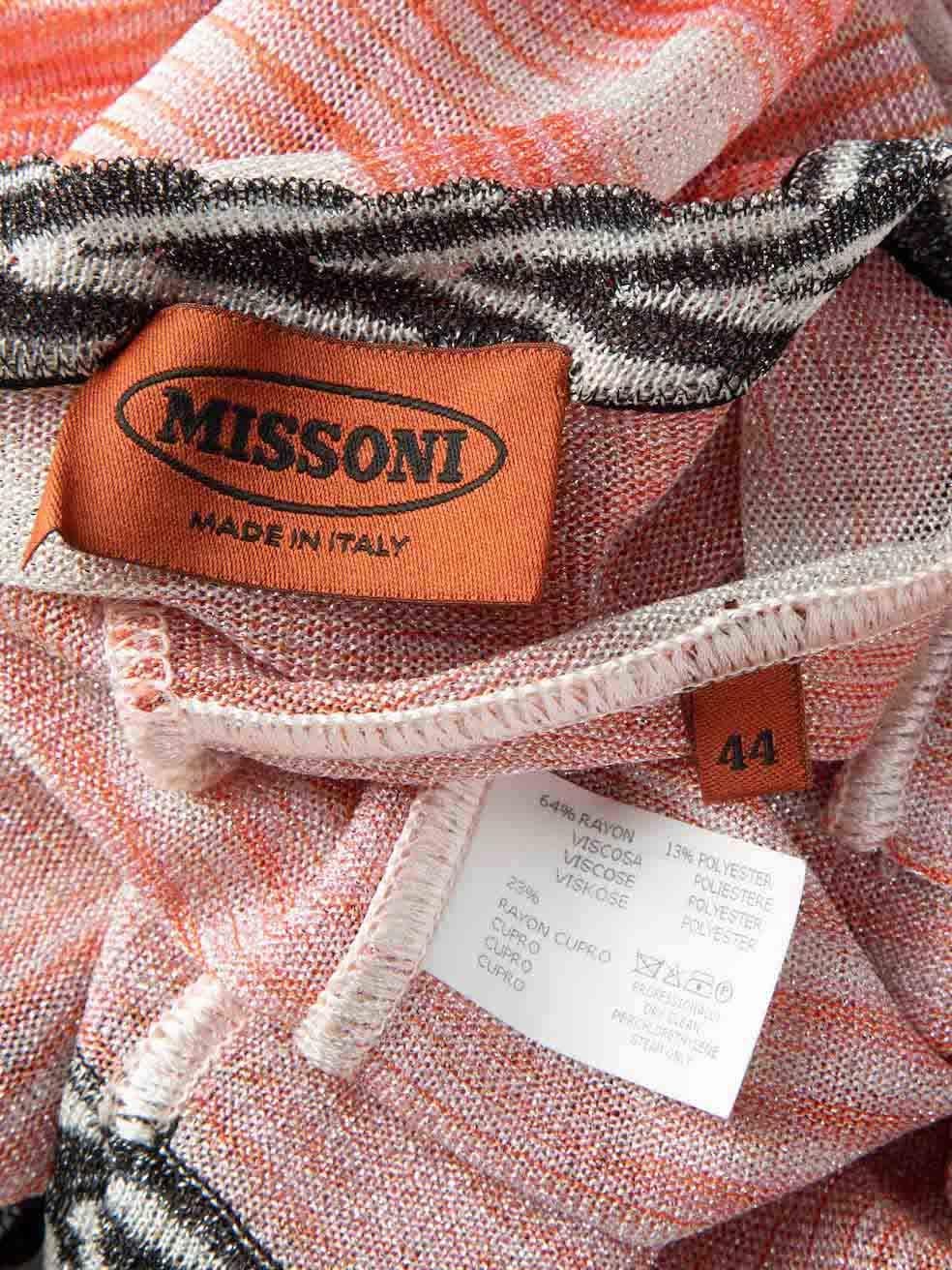 Women's Missoni Pink Striped Pattern Belted Cardigan Size L For Sale