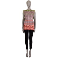 MISSONI pink & yellow viscose CHEVRON KNIT Tank Top Shirt 38 XS