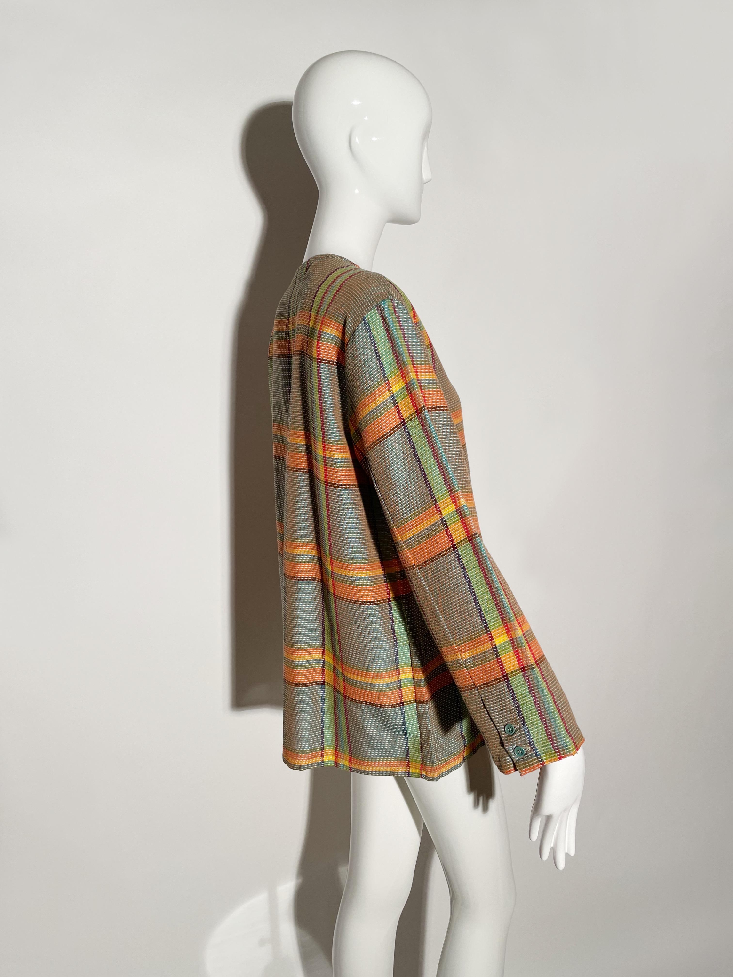 Missoni Plaid Button Down Blouse  In Excellent Condition For Sale In Los Angeles, CA