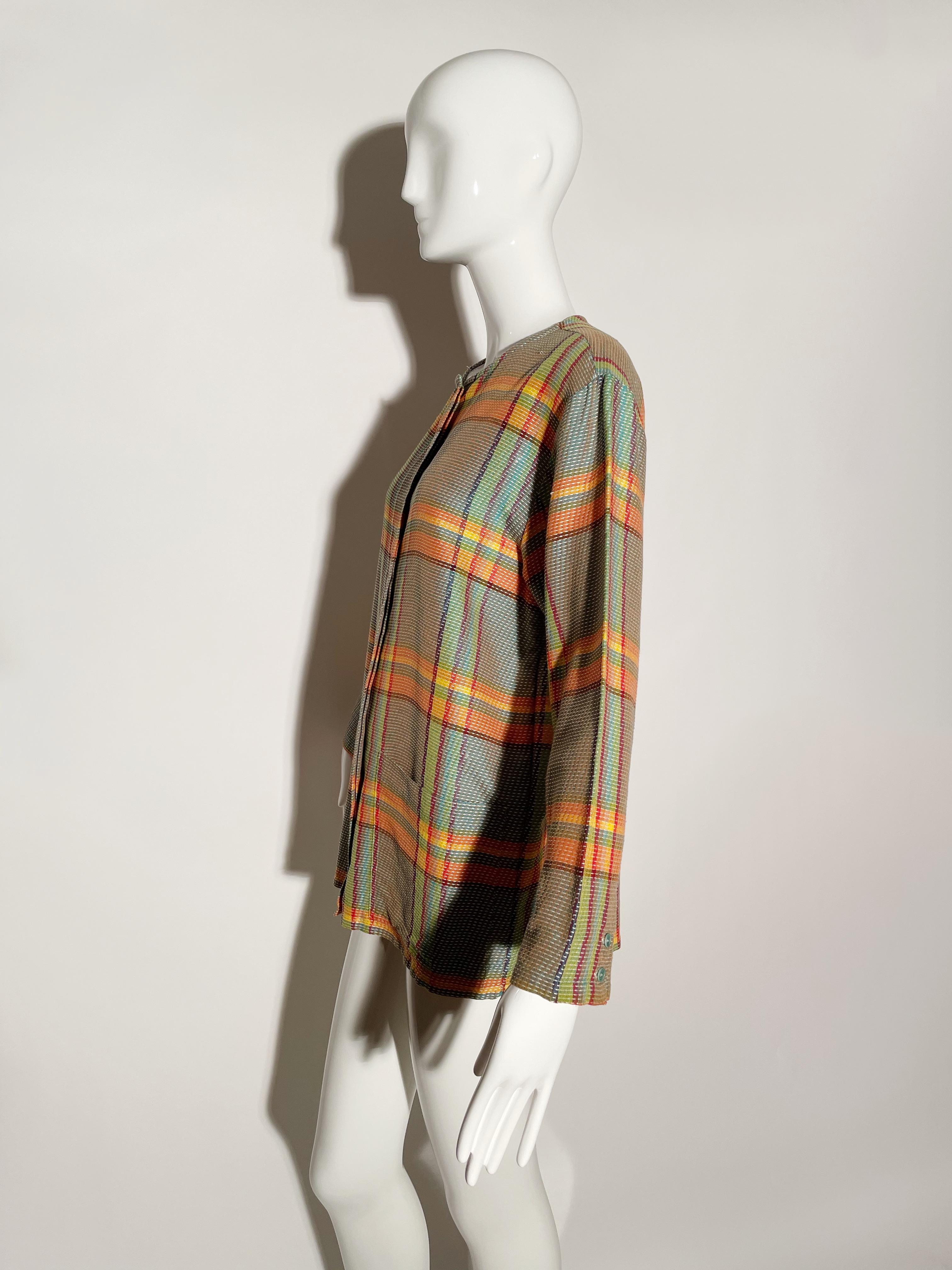 Women's or Men's Missoni Plaid Button Down Blouse For Sale