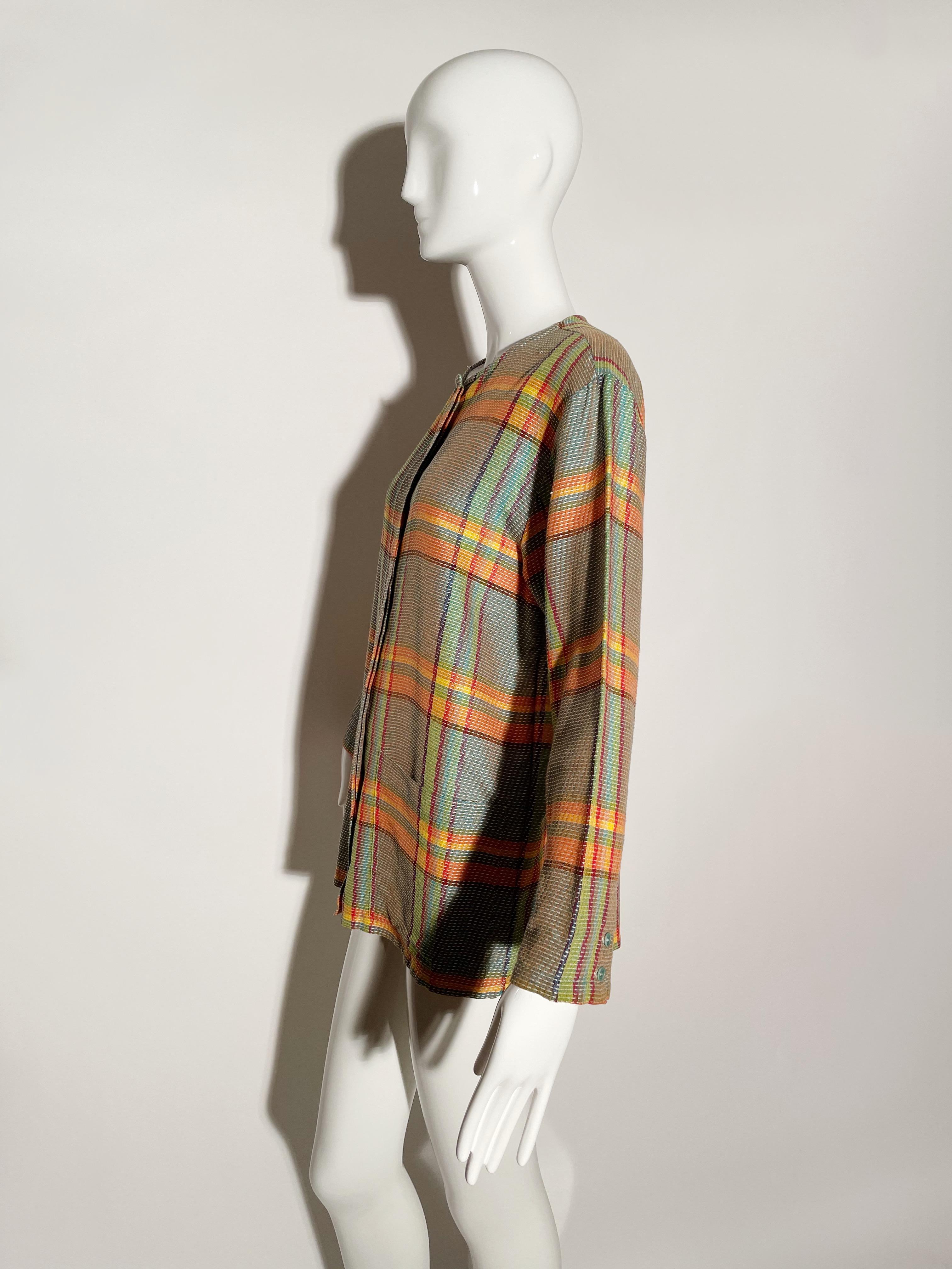 Women's or Men's Missoni Plaid Button Down Blouse  For Sale