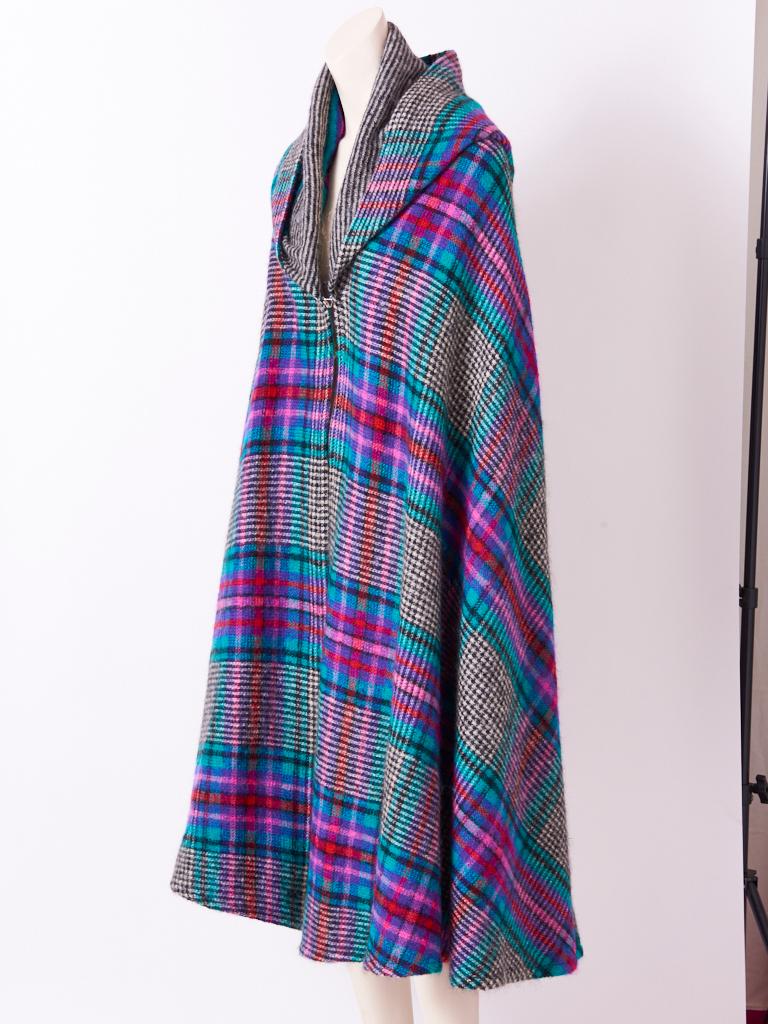 plaid wool cape