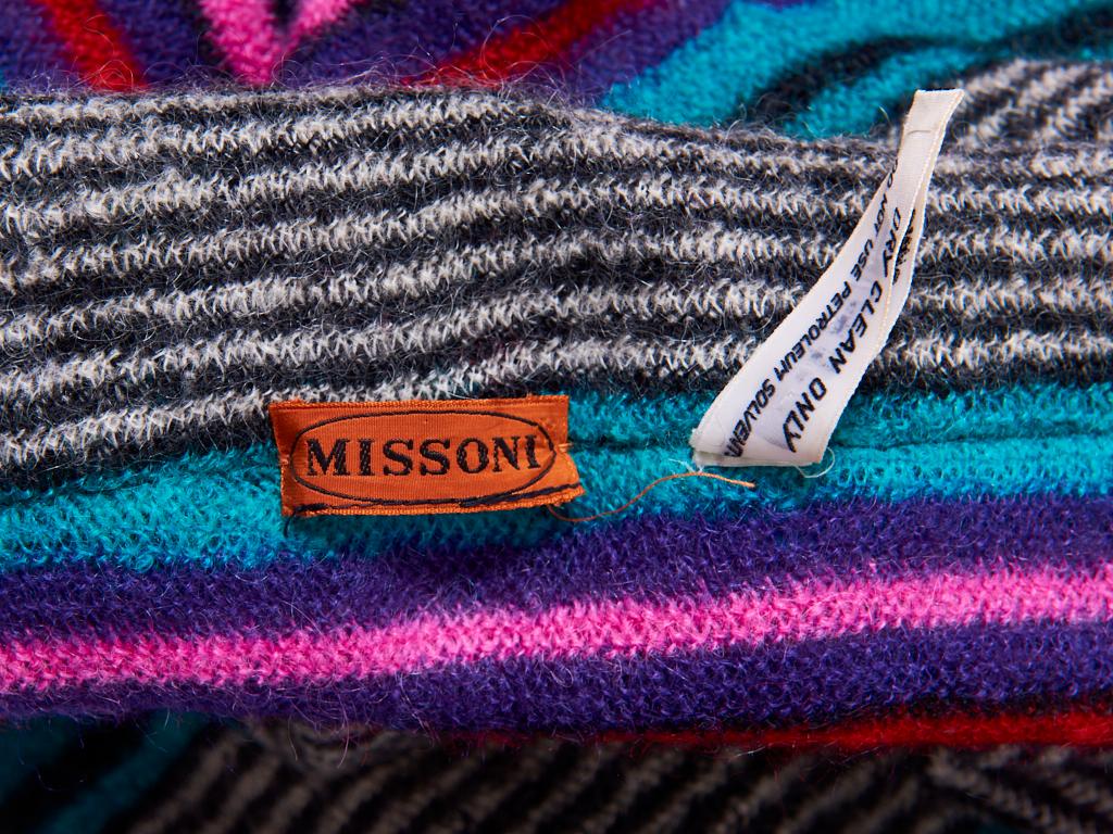 Missoni Plaid Wool Knit Cape With Hood In Good Condition In New York, NY