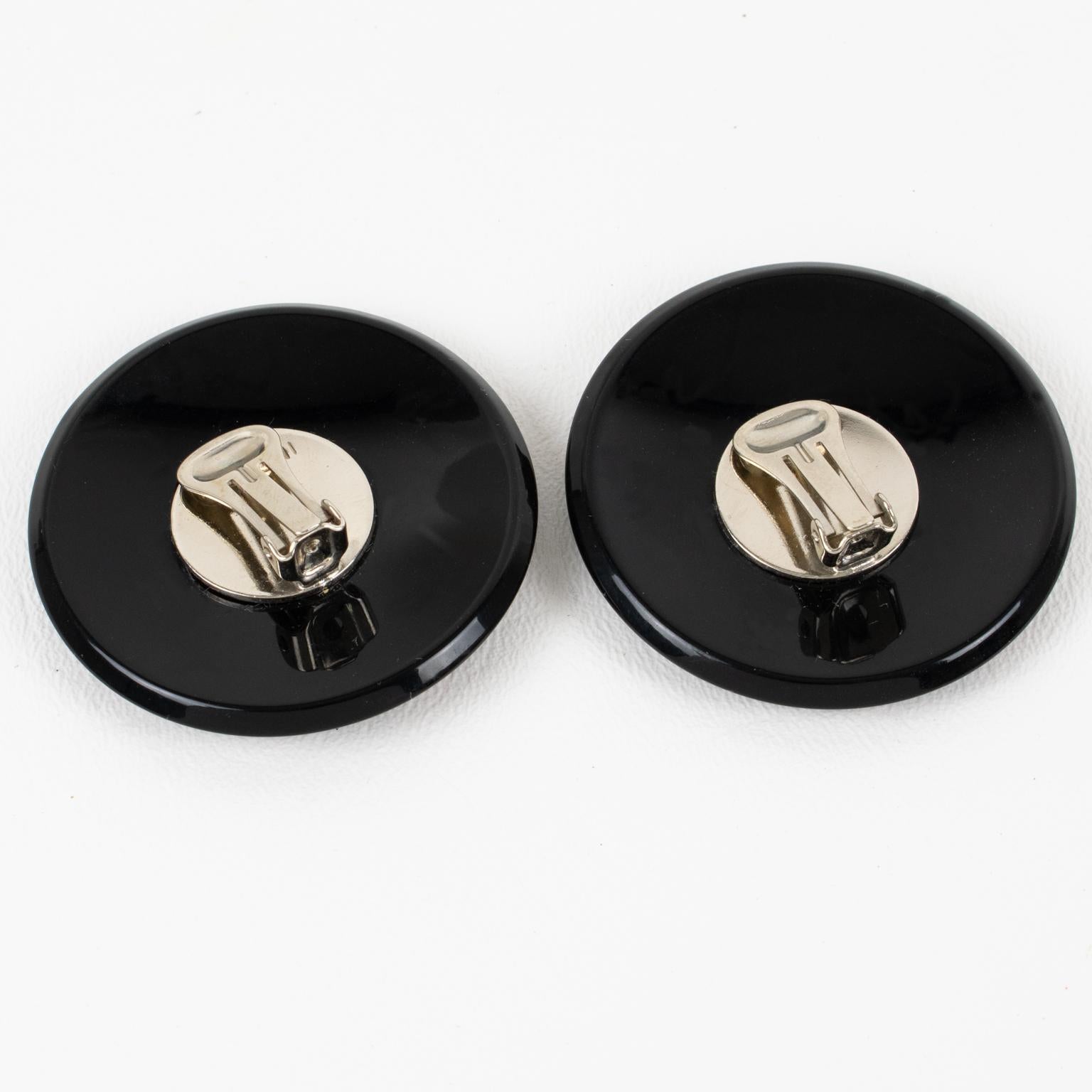 Missoni Polka Dots Lucite Clip Earrings In Excellent Condition For Sale In Atlanta, GA