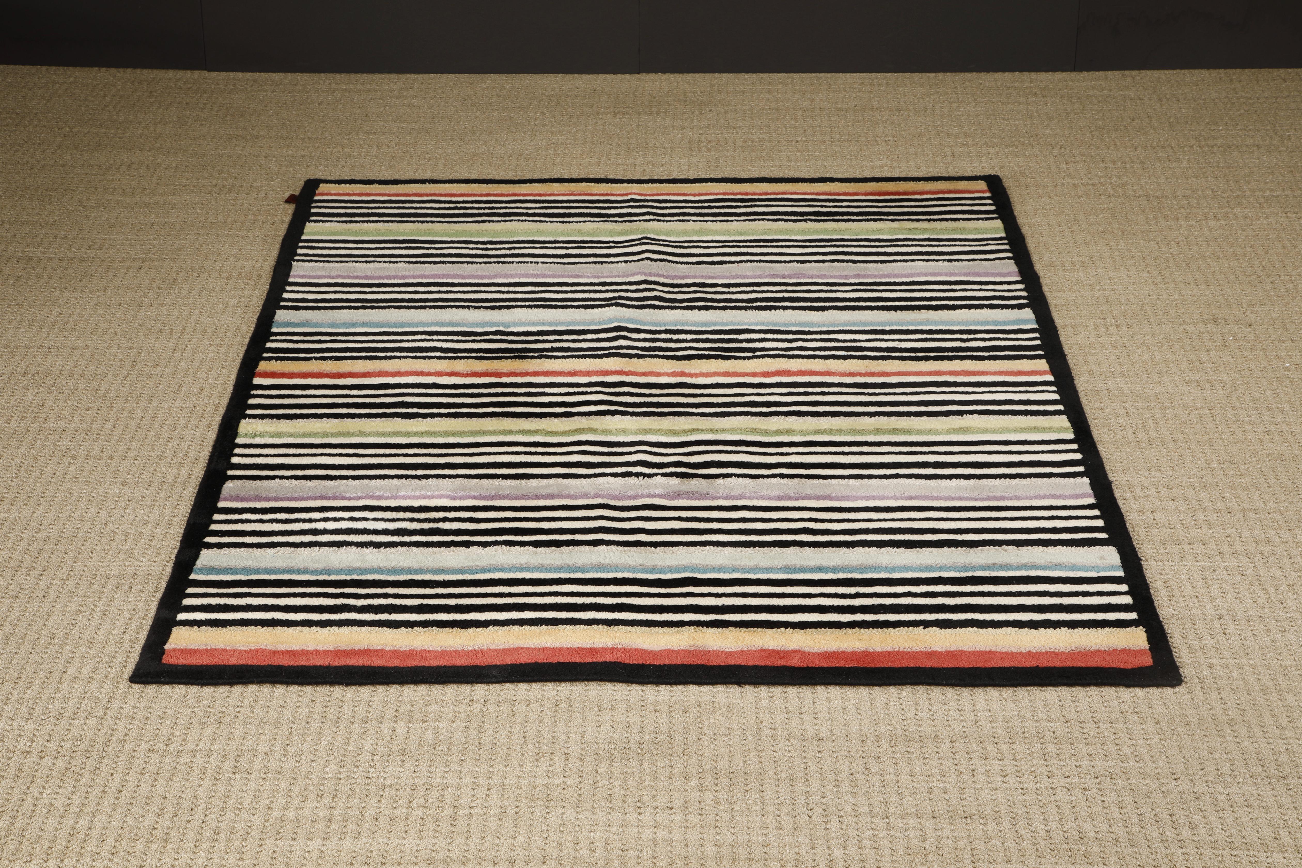 Missoni Post-Modern Striped Rug, circa 1980, Italy, Signed For Sale 7