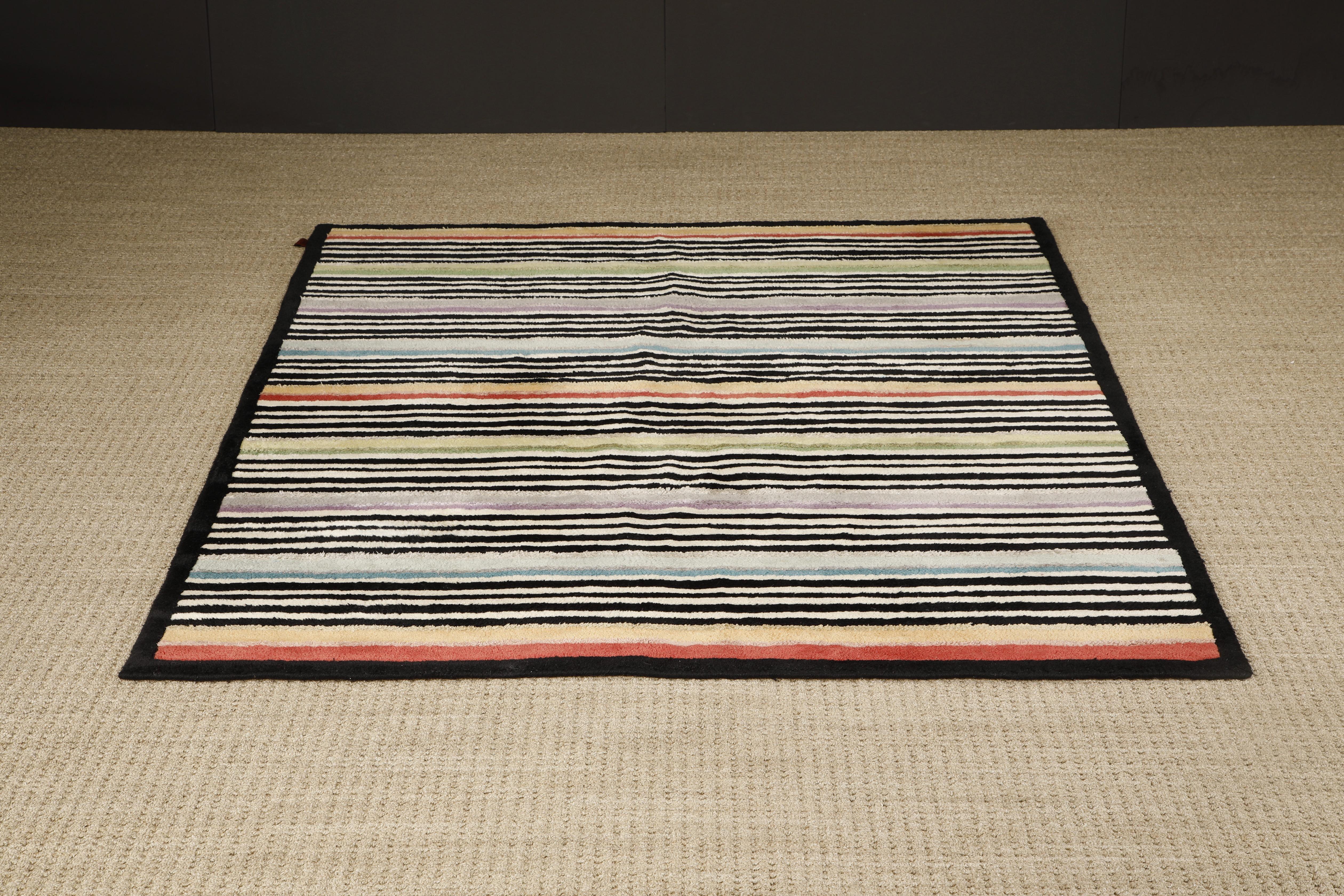 Missoni Post-Modern Striped Rug, circa 1980, Italy, Signed For Sale 8