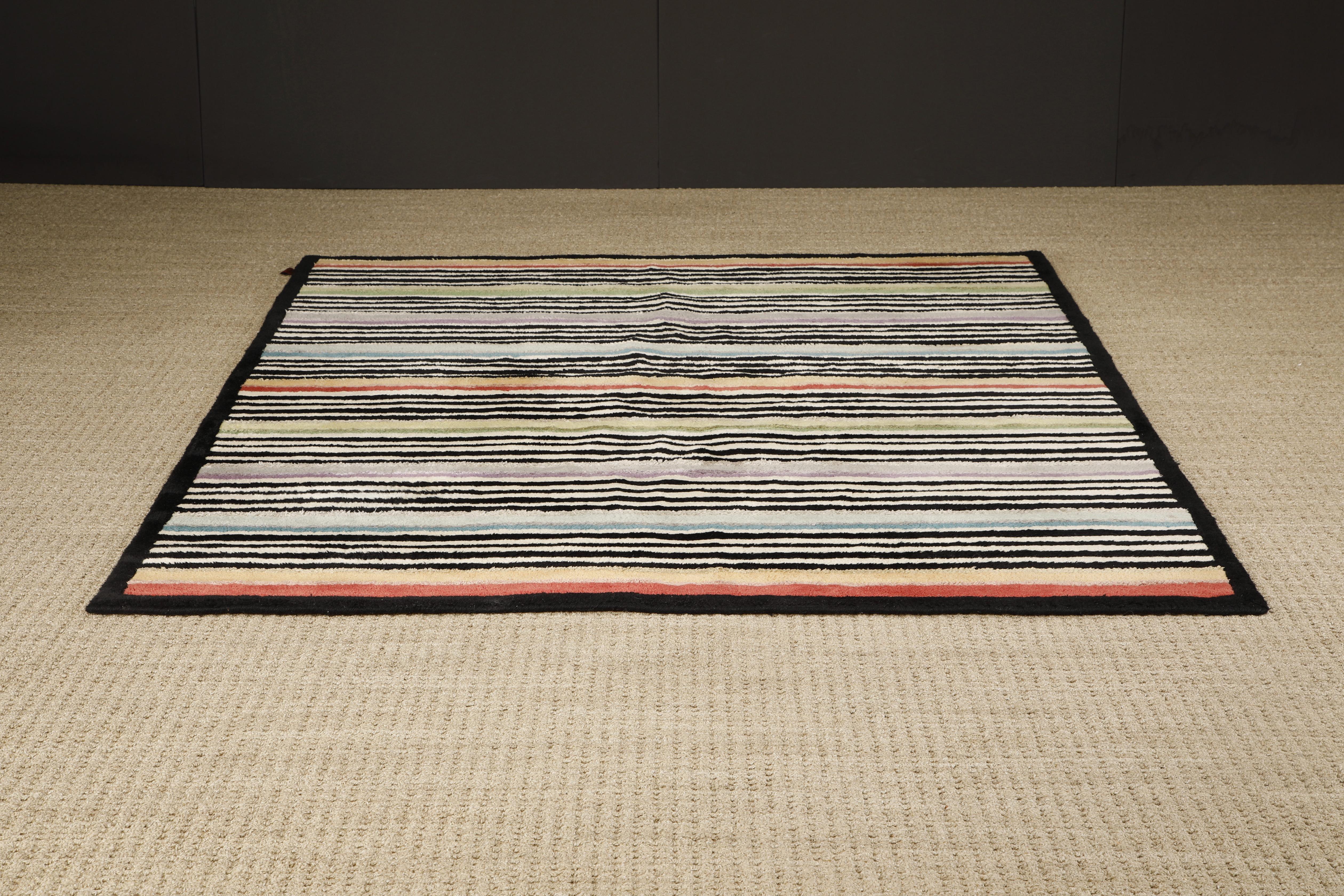 Missoni Post-Modern Striped Rug, circa 1980, Italy, Signed For Sale 9