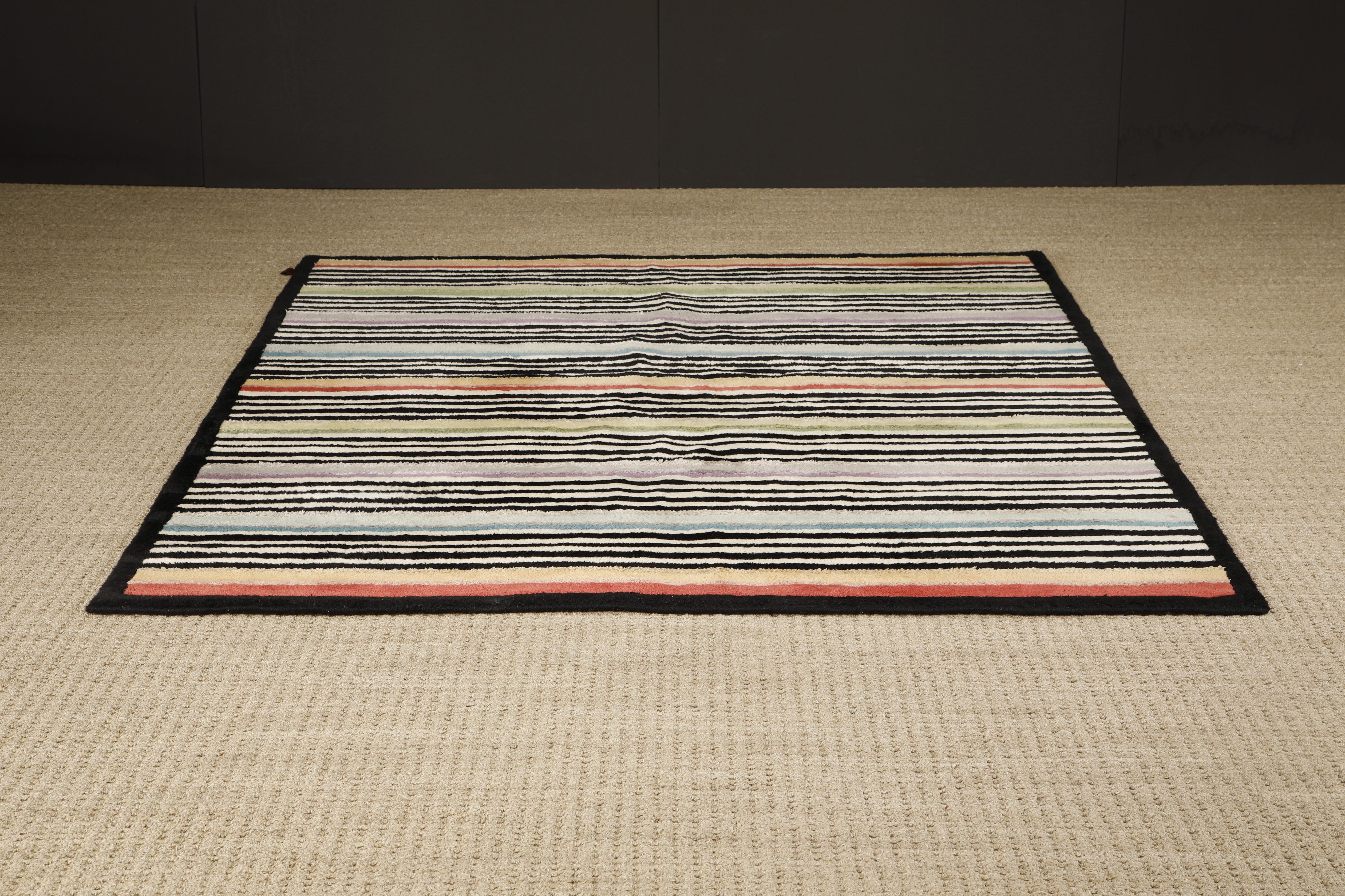 Alfombra posmoderna de rayas Missoni, hacia 1980, Italia, Firmada en venta 8
