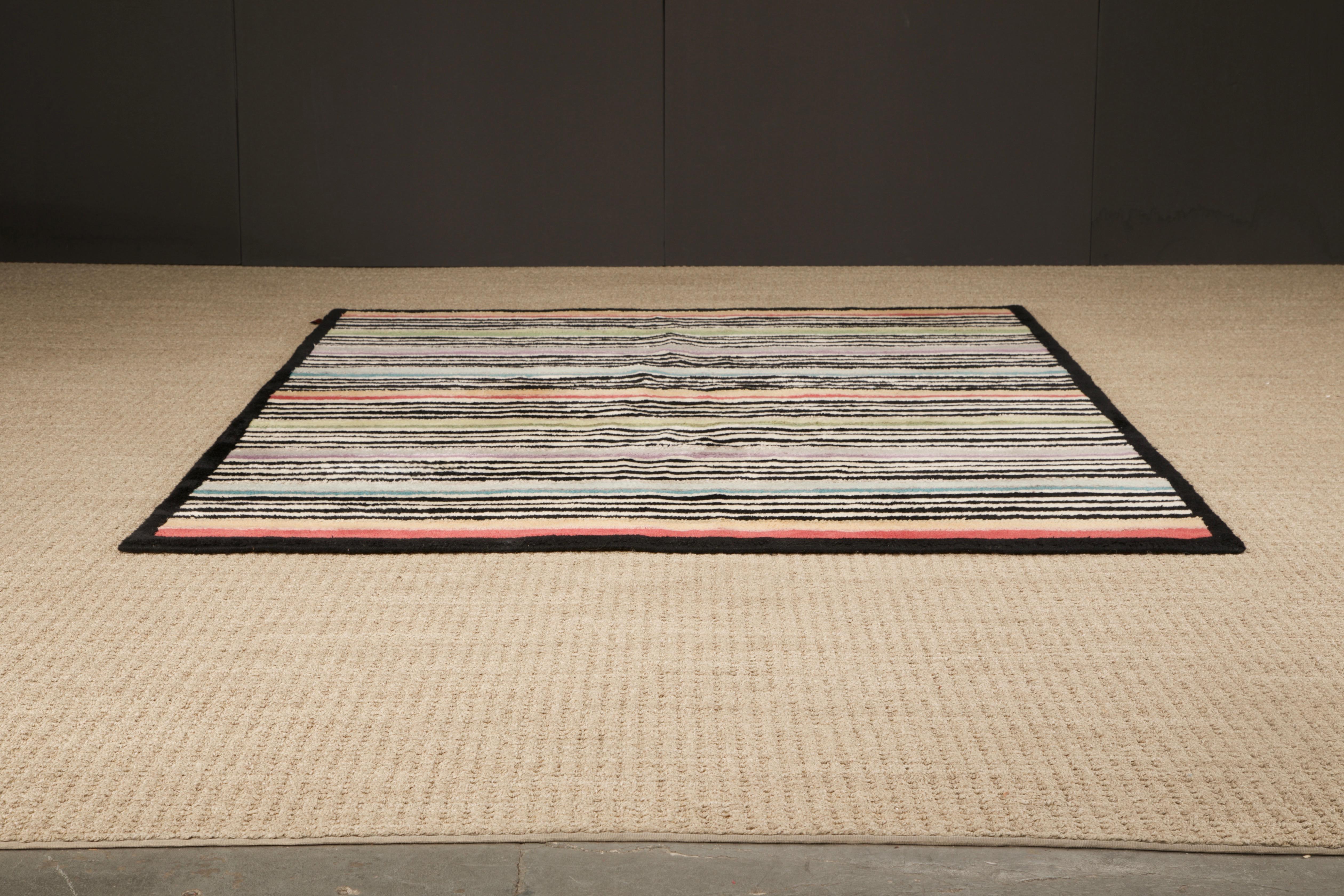 Alfombra posmoderna de rayas Missoni, hacia 1980, Italia, Firmada en venta 9