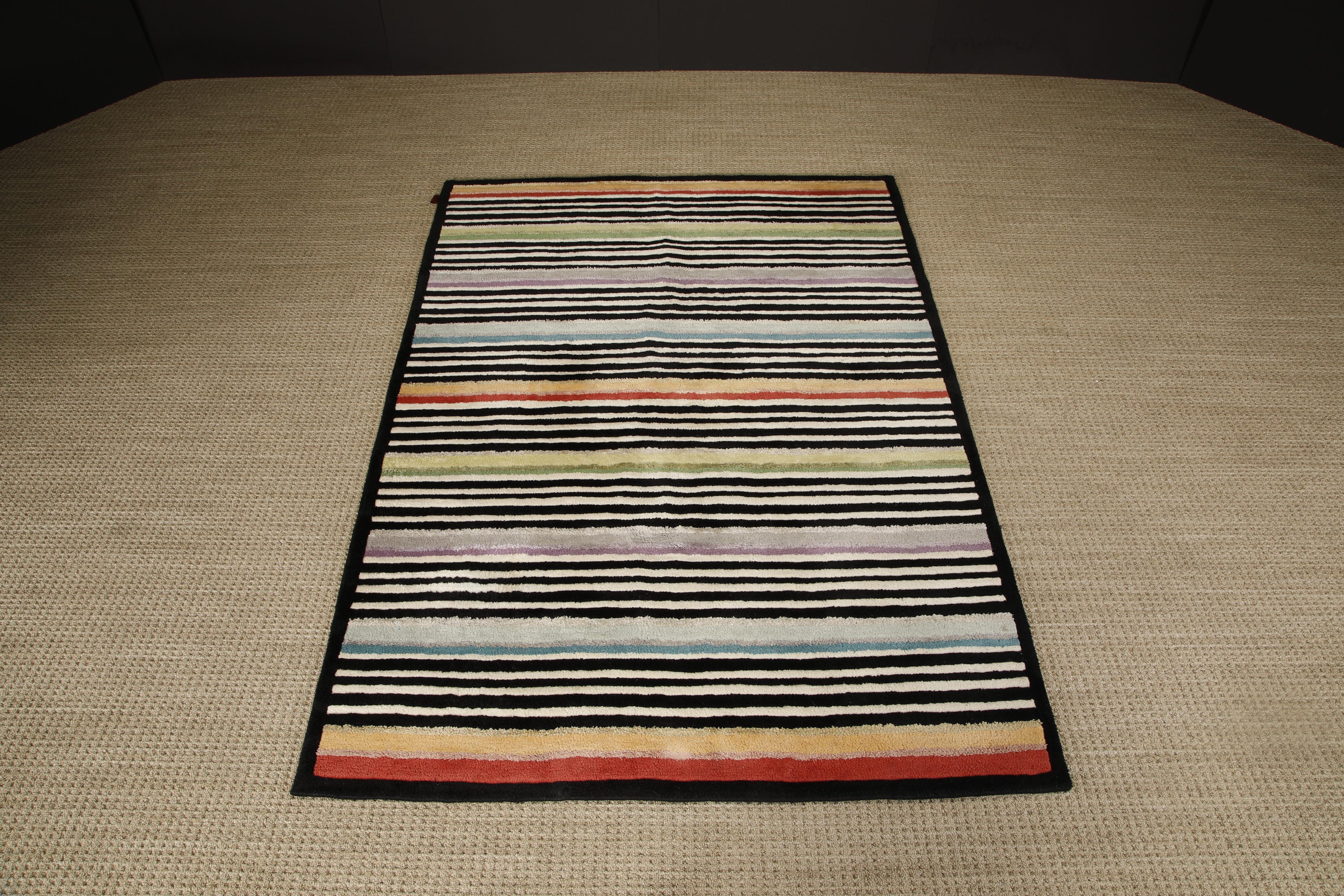 Missoni Post-Modern Striped Rug, circa 1980, Italy, Signed For Sale 11