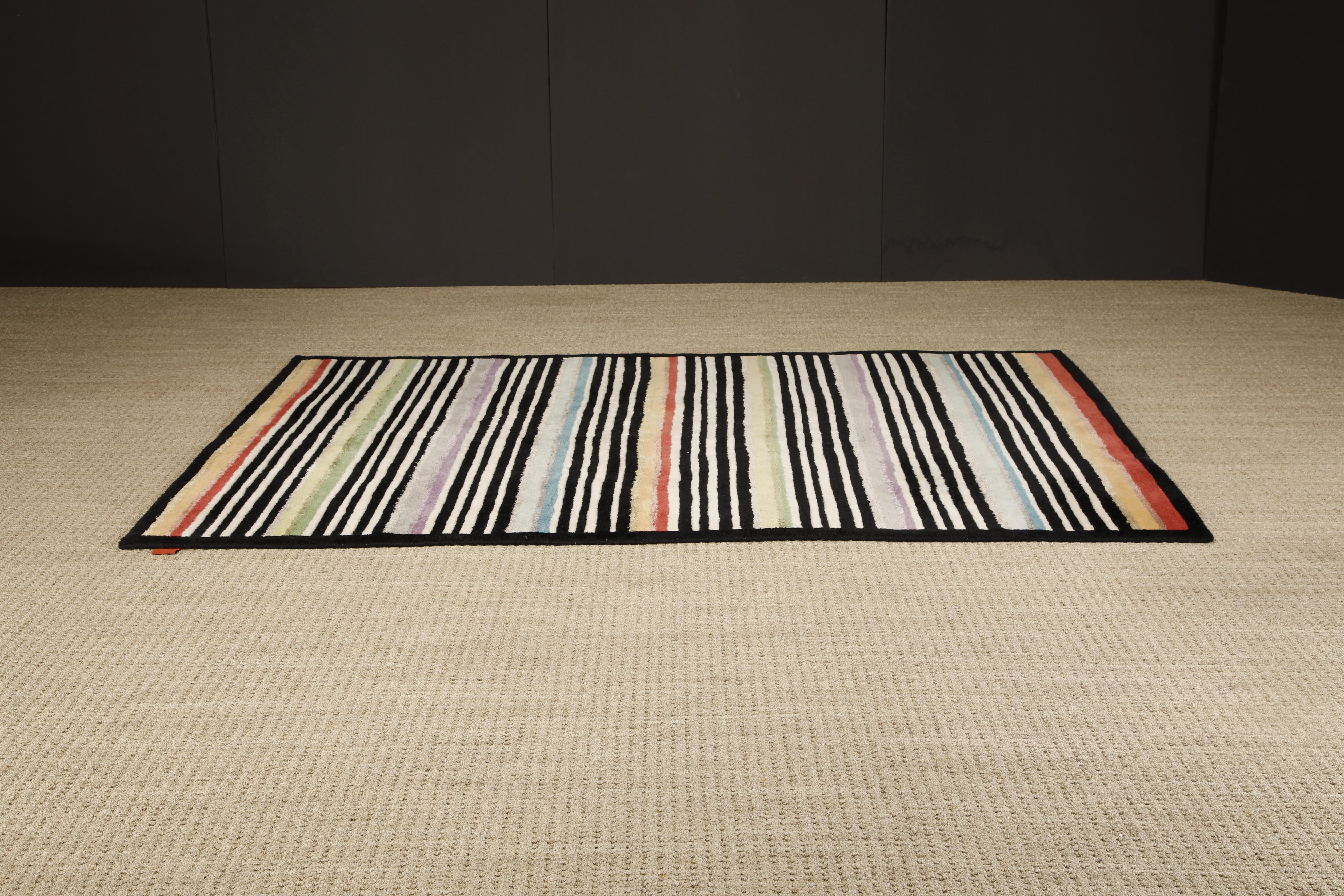 Missoni Post-Modern Striped Rug, circa 1980, Italy, Signed In Good Condition For Sale In Los Angeles, CA