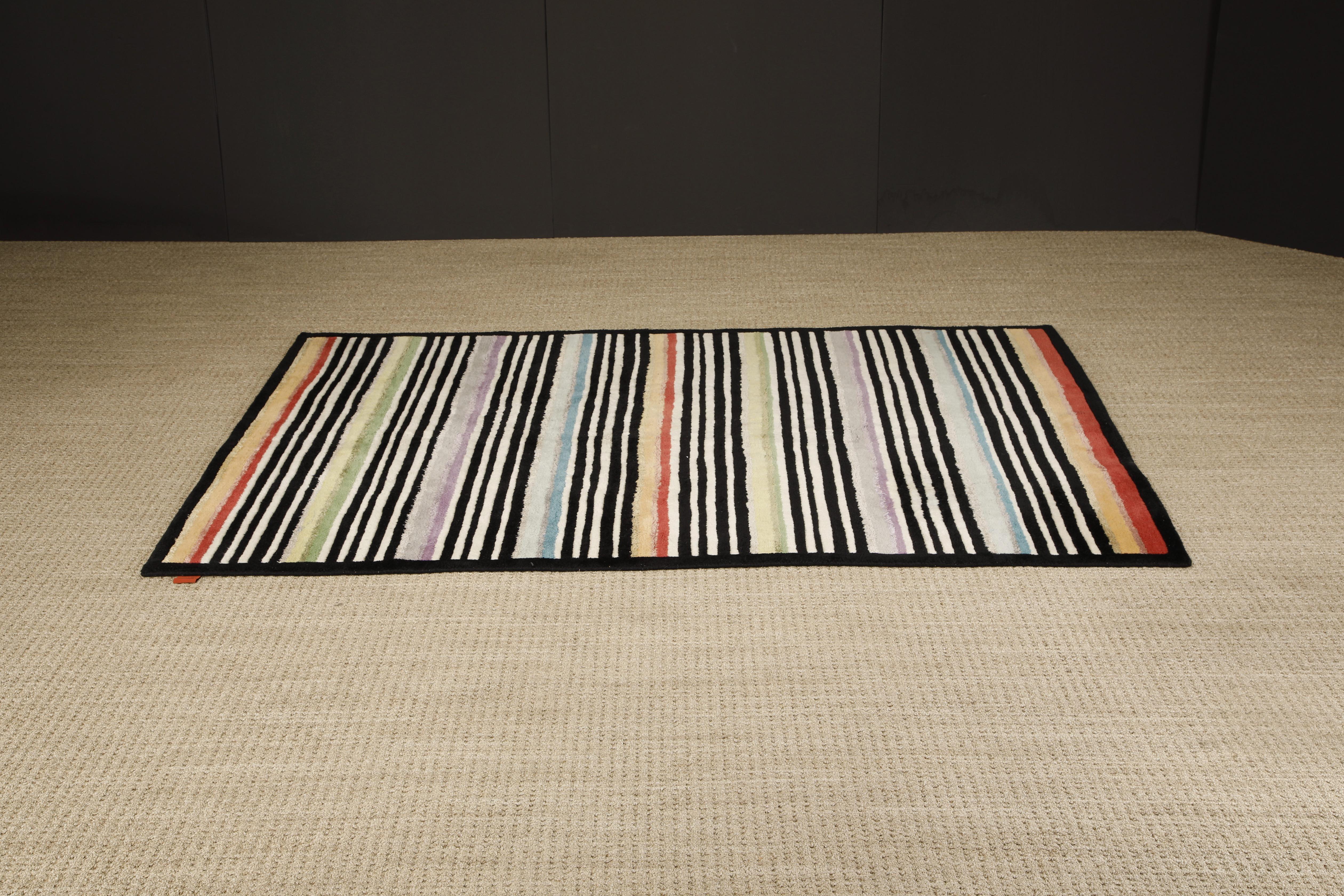 Late 20th Century Missoni Post-Modern Striped Rug, circa 1980, Italy, Signed For Sale
