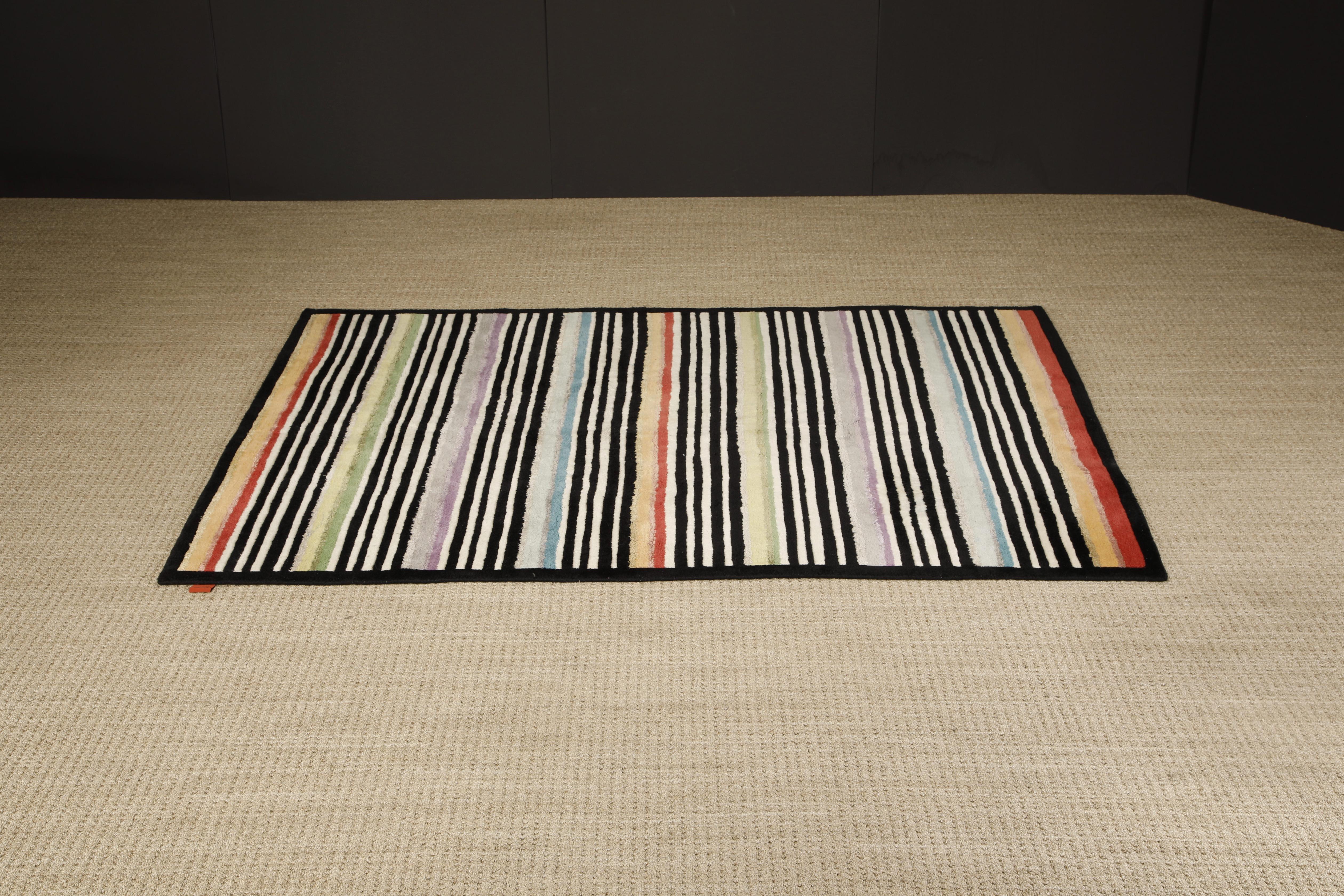 Wool Missoni Post-Modern Striped Rug, circa 1980, Italy, Signed For Sale