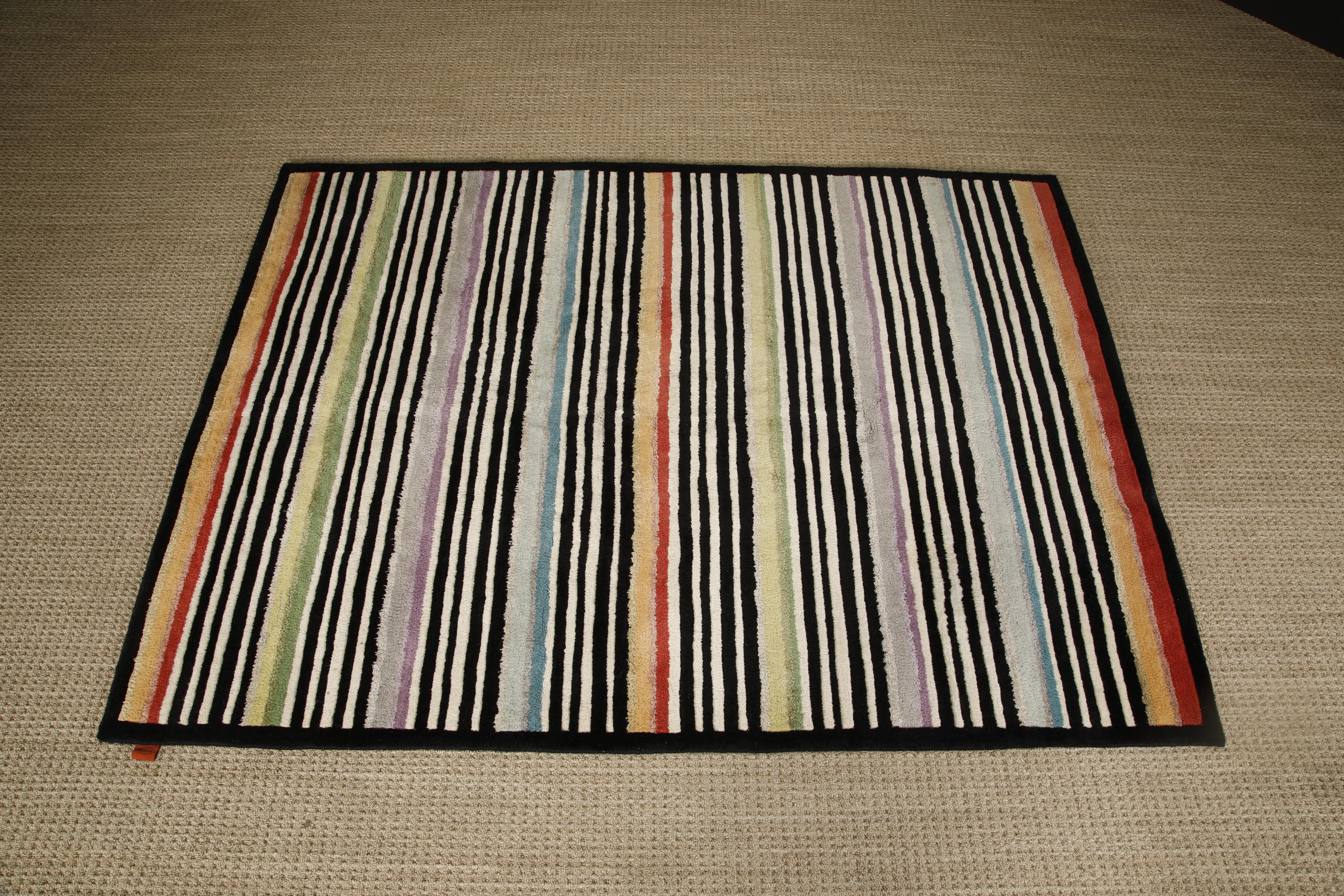 Missoni Post-Modern Striped Rug, circa 1980, Italy, Signed For Sale 1
