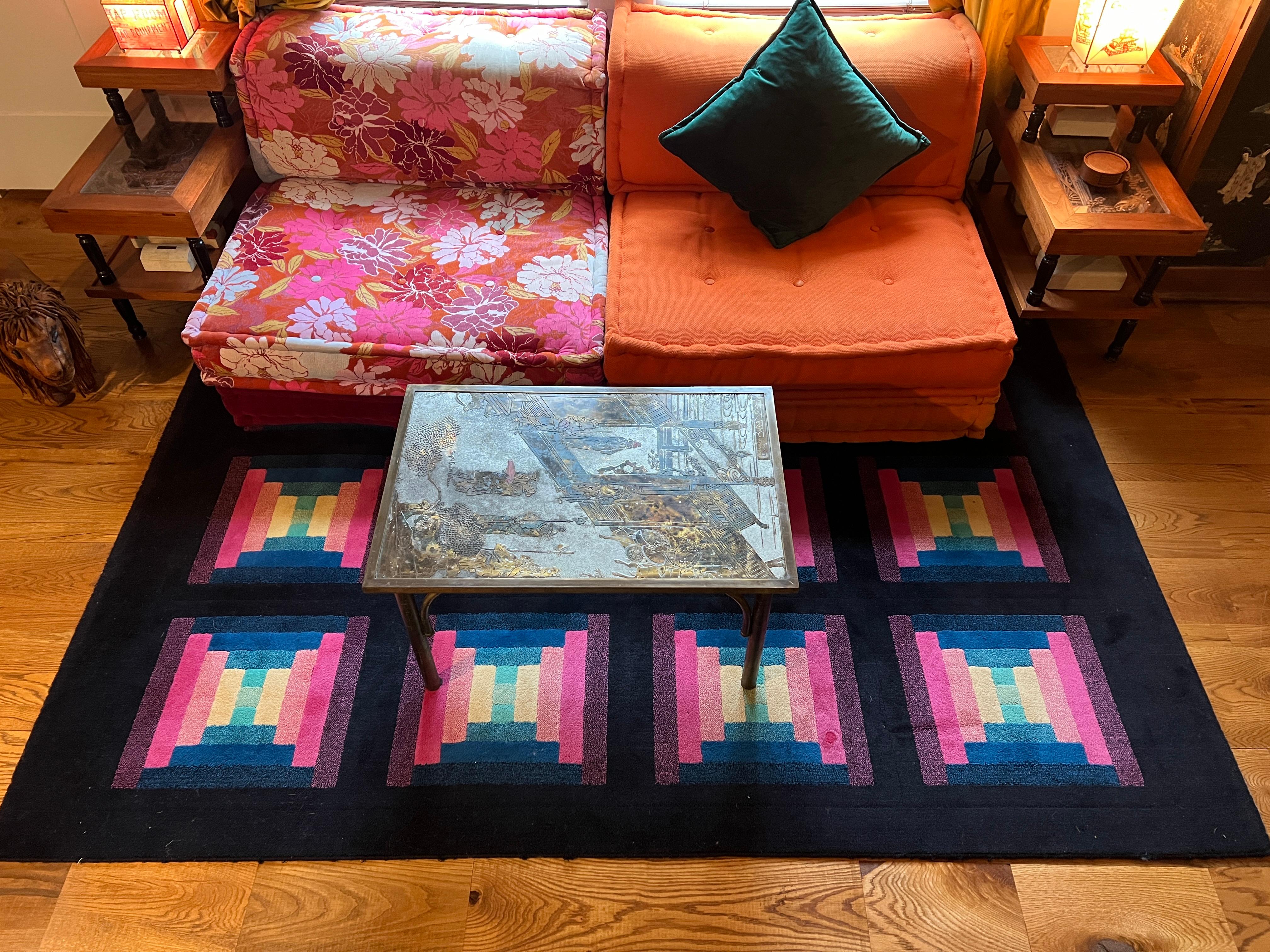 Postmoderner Wollteppich von Missoni, 1980er Jahre, Italien, signiert im Zustand „Gut“ im Angebot in Los Angeles, CA