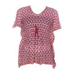 Missoni Purple and Orange Perforated Knit Drawstring Detail Top M