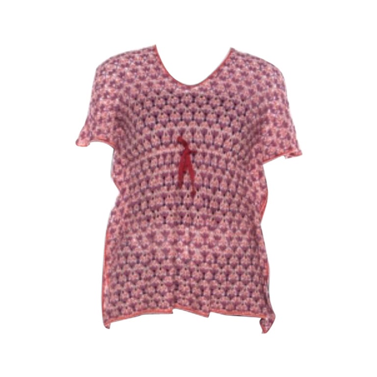 Missoni Purple and Orange Perforated Knit Drawstring Detail Top M