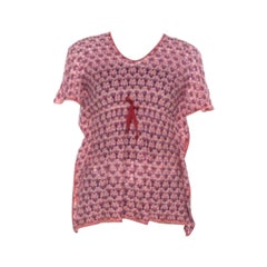 Missoni Purple and Orange Perforated Knit Drawstring Detail Top M