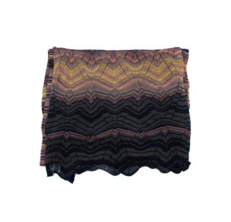 Missoni Purple and Yellow Zig Zag Knit Scarf For Sale 1