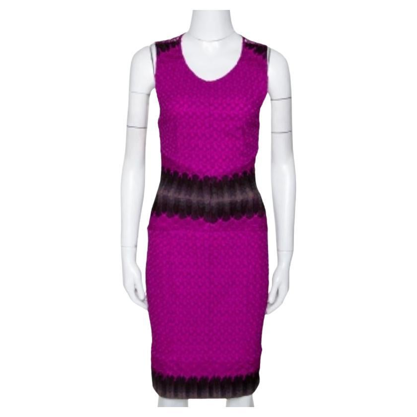 Missoni Purple - Robe cintrée sans manches en maille crochetée S en vente