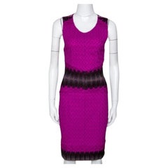 Missoni Purple Crochet Knit Sleeveless Fitted Dress S