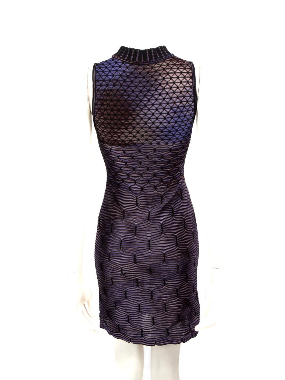 Missoni Vestido de punto morado hasta la rodilla Talla XS Negro