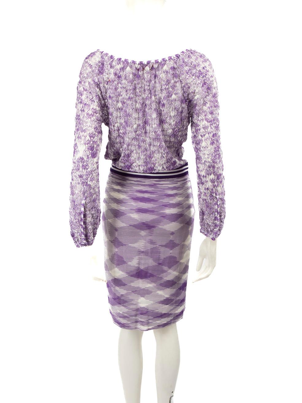 Knielanges Kleid von Missoni mit lila Strickmuster, Größe S (Grau) im Angebot