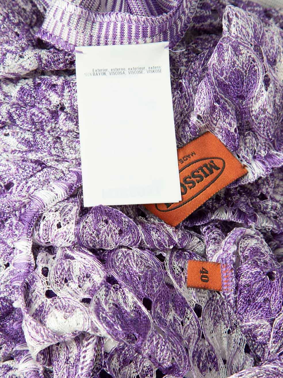 Knielanges Kleid von Missoni mit lila Strickmuster, Größe S Damen im Angebot