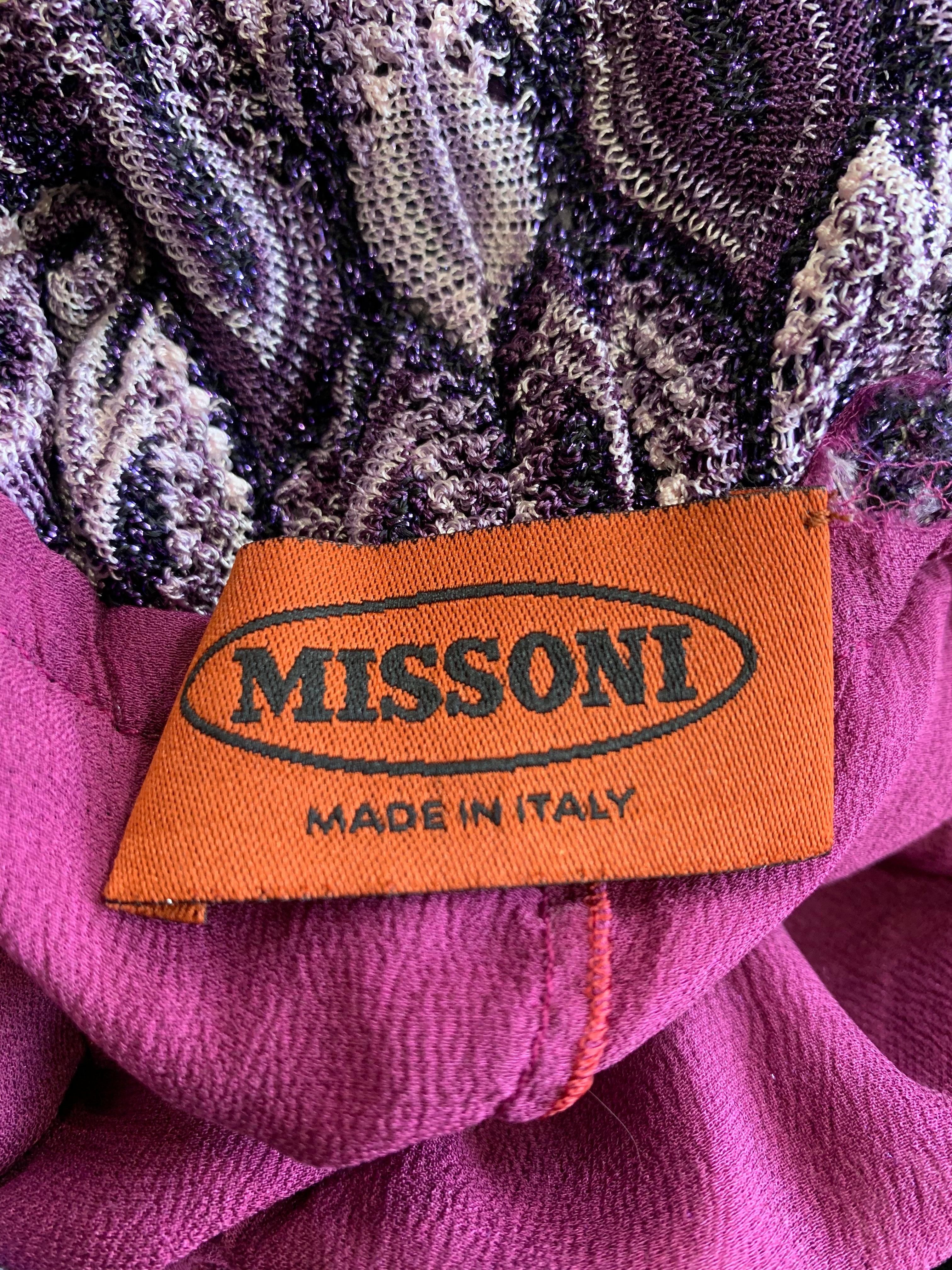 Missoni Purple Lurex Flame Stitch Knit Mini Dress, 2000s In Excellent Condition For Sale In Los Angeles, CA