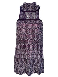 Missoni Purple Lurex Flame Stitch Knit Mini Dress, 2000s