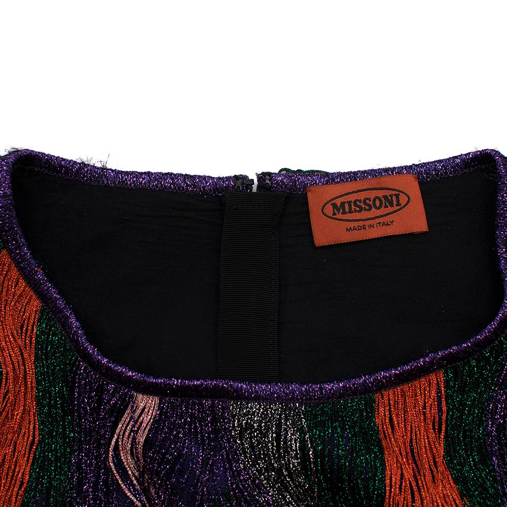 Black Missoni Purple & Orange Fringed Mini Dress - Size US 2