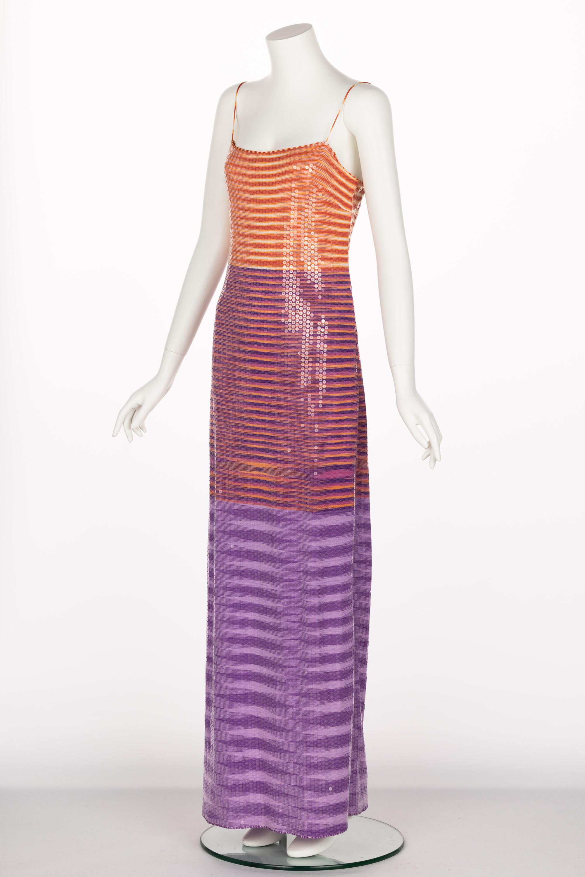 Gray Missoni Purple Pink Sequined Maxi Slip Dress, S/S 1997 Documented 