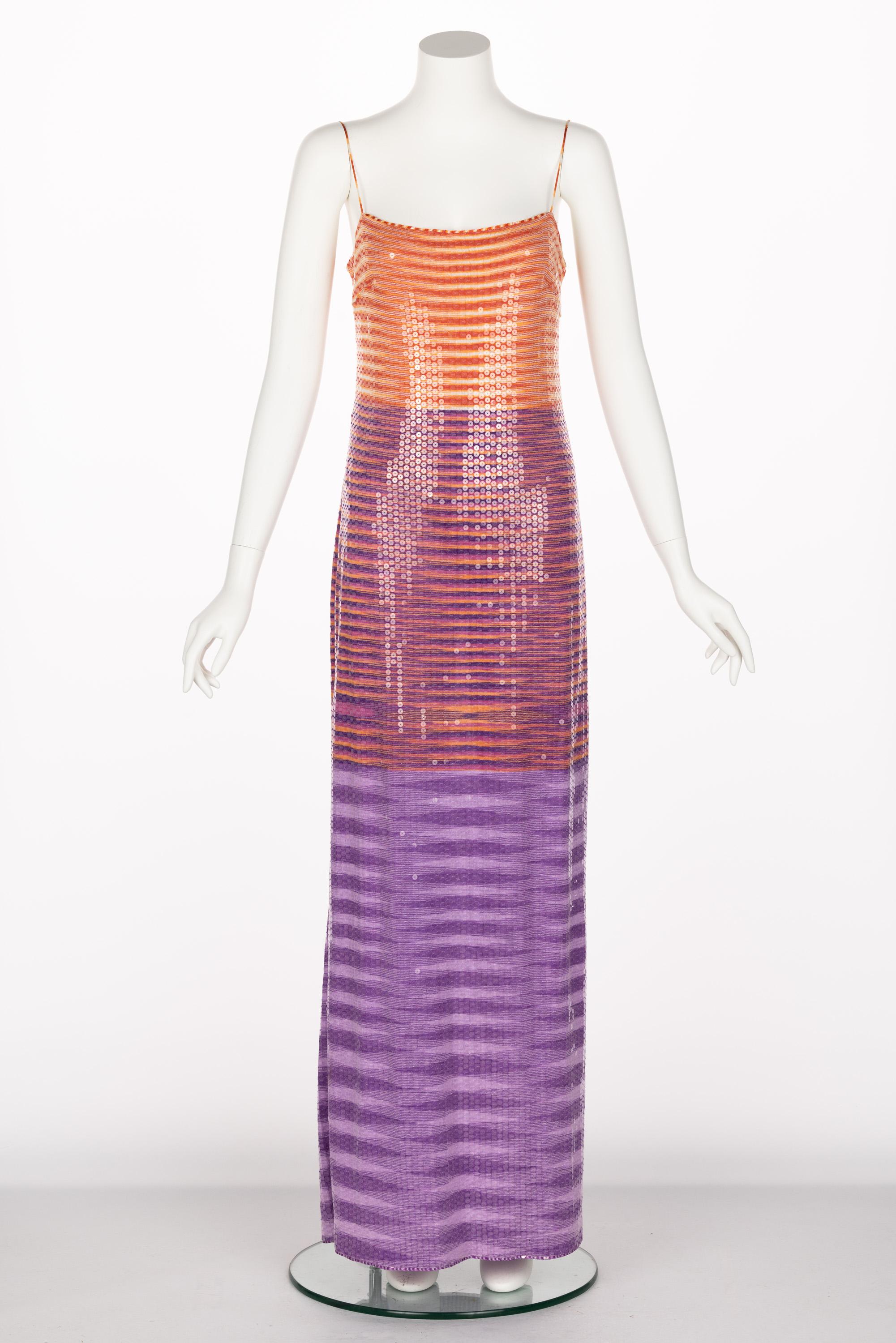 Missoni Purple Pink Sequined Maxi Slip Dress, S/S 1997 Documented  1