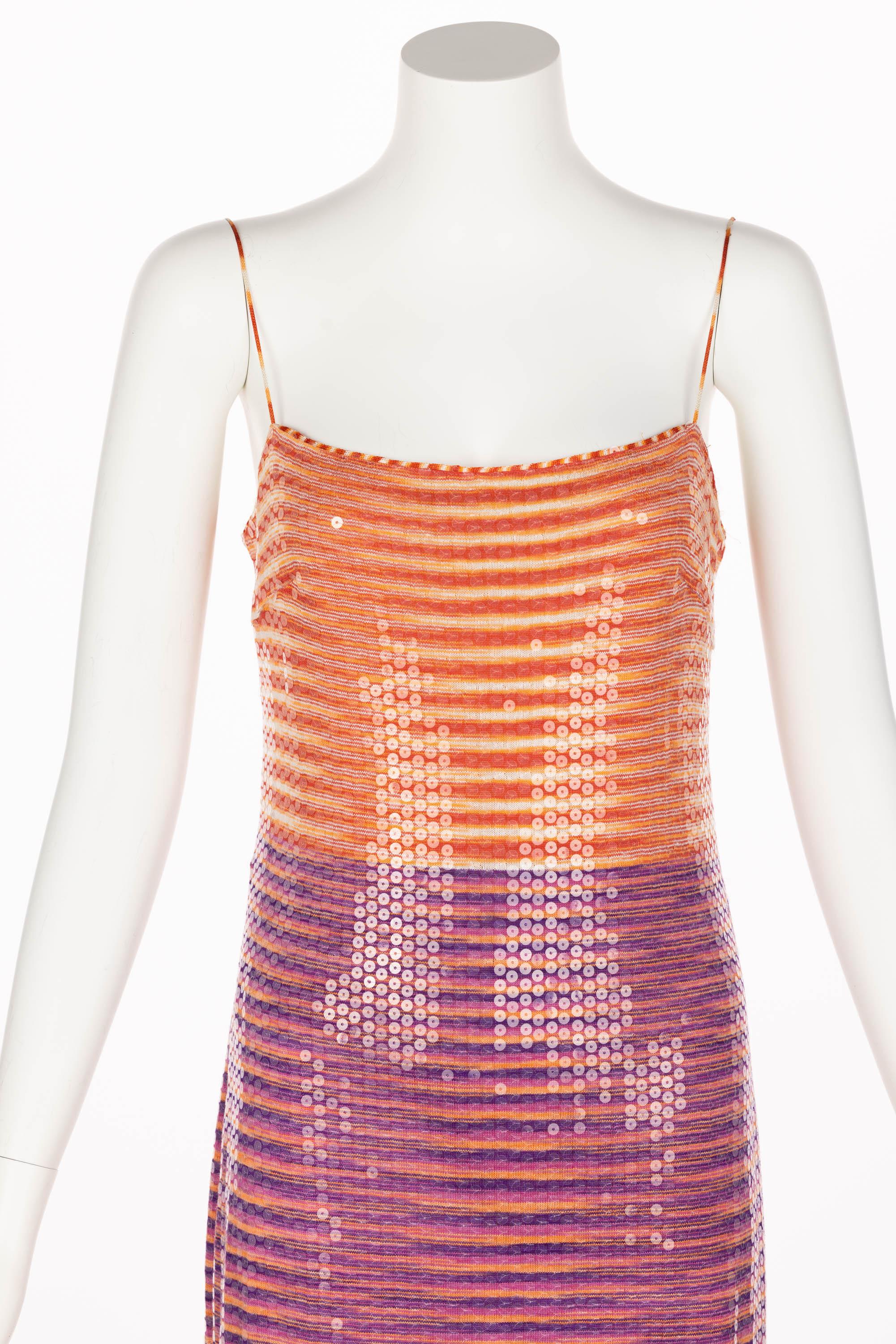 Missoni Purple Pink Sequined Maxi Slip Dress, S/S 1997 Documented at 1stDibs