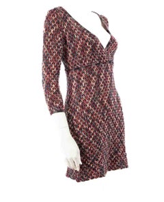 Missoni Purple Woven Long Sleeve V-Neck Dress Size L