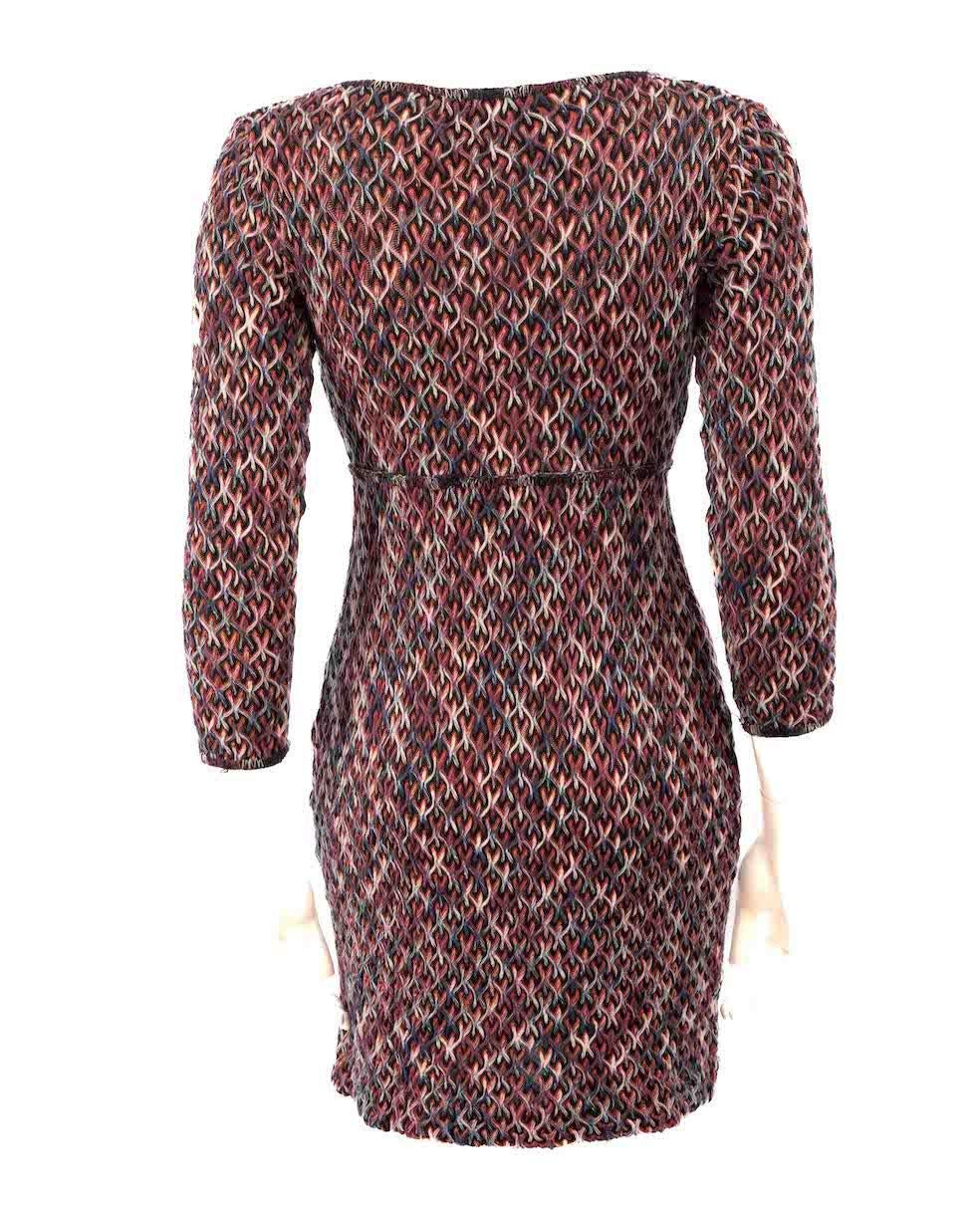 Missoni Purple Woven Long Sleeve V-Neck Dress Size L In Good Condition For Sale In London, GB